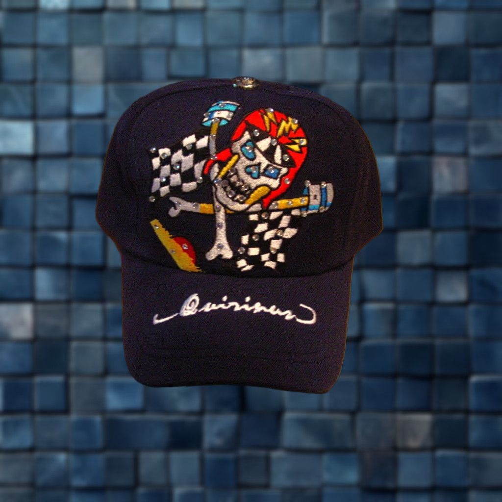 Vintage VINTAGE Skull and Crossbones Baseball Cap Men Adjustable Blue 90s Fashion Size ONE SIZE - 1 Preview