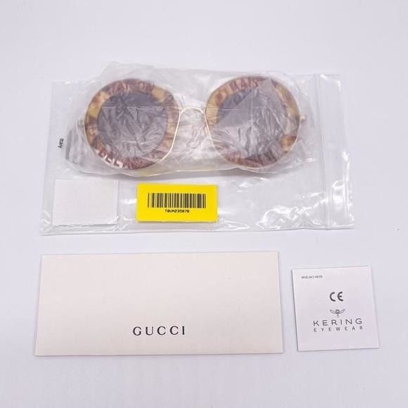 Gucci New🔥🔥Gucci Brown New Gg0113s 010 Round Metal Sunglasses Size ONE SIZE - 11 Thumbnail