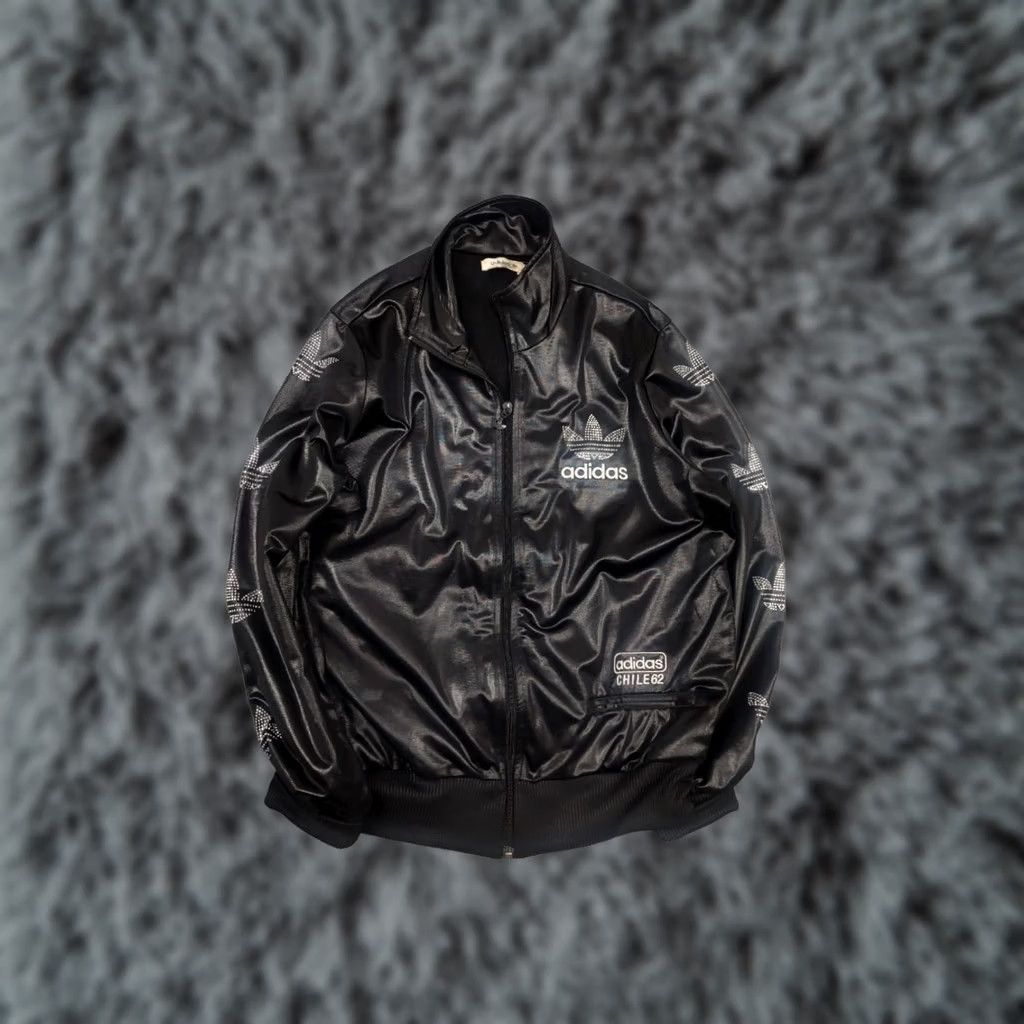 Adidas VINTAGE Adidas Originals Chile 62 Track Top Zip Jacket Black Waxed Style Women M Black 90s Track Top Logo Size M / US 6-8 / IT 42-44 - 1 Thumbnail
