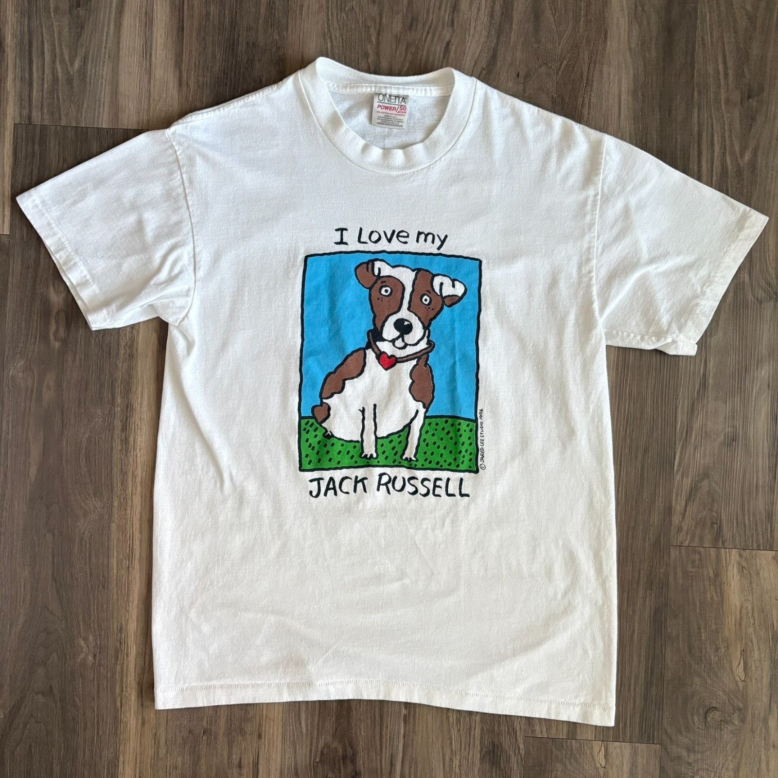 Vintage Vintage Jack Russell Art T-Shirt Men's Size M White Size US M / EU 48-50 / 2 - 1 Thumbnail