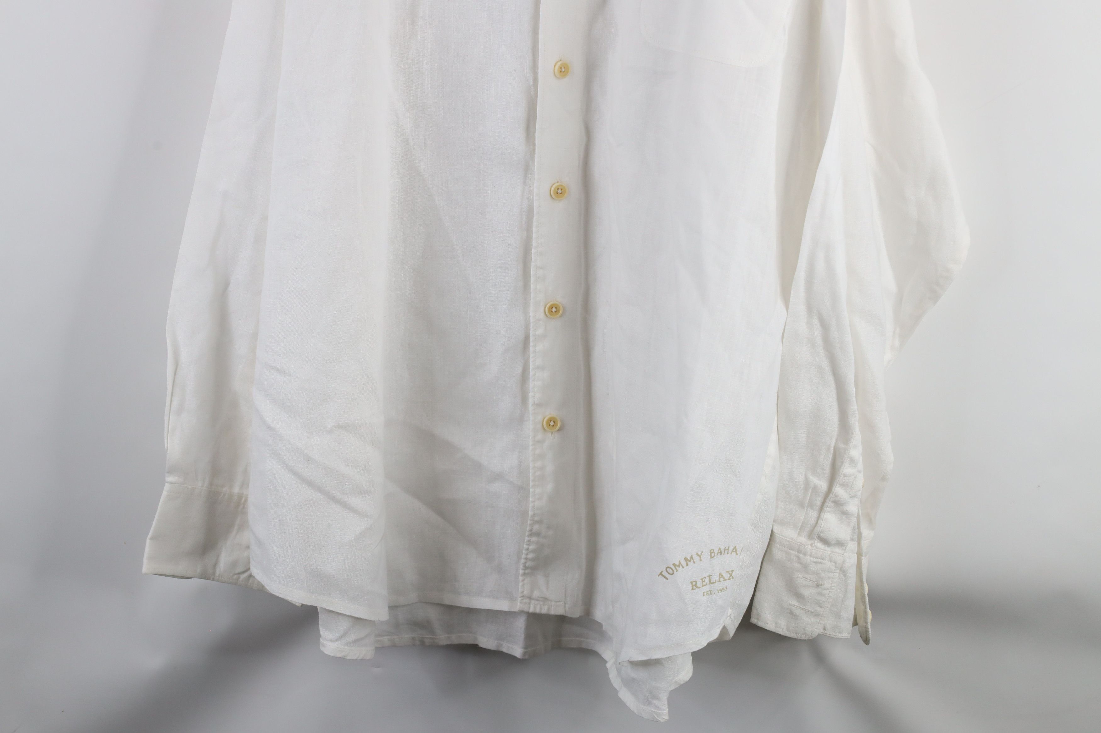 Tommy Bahama × Vintage Vintage Tommy Bahama Relax Collared Button Shirt White Size US XXL / EU 58 / 5 - 3 Thumbnail