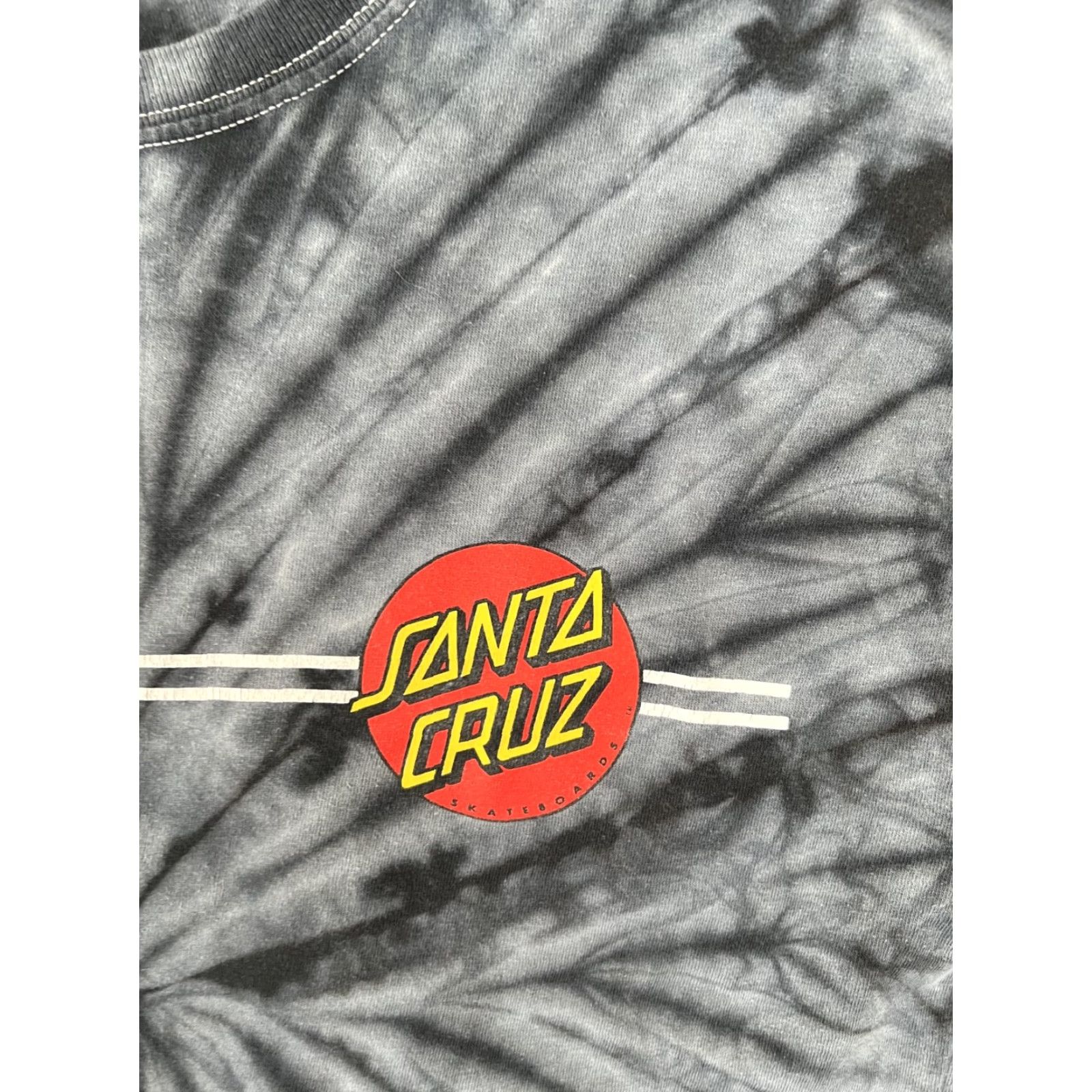 Vintage Santa Cruz Skateboards Mens Tie Dye T-Shirt Size Large Gray Black Double Sided Graphic Print Short Sleeve Crew Neck T-Shirt Regular Comfort Size US L / EU 52-54 / 3 - 2 Thumbnail