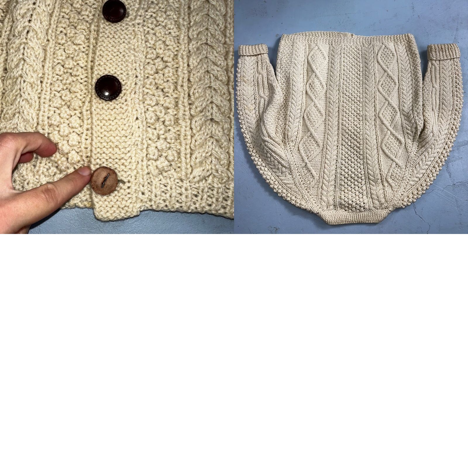 Vintage VINTAGE Heron Garment Sweater Cardigan 1970s Thick Ivory Pure Wool Cabled Knit Mens L Ivory 70s Men Wool Cardigan 1970s Size US L / EU 52-54 / 3 - 8 Thumbnail