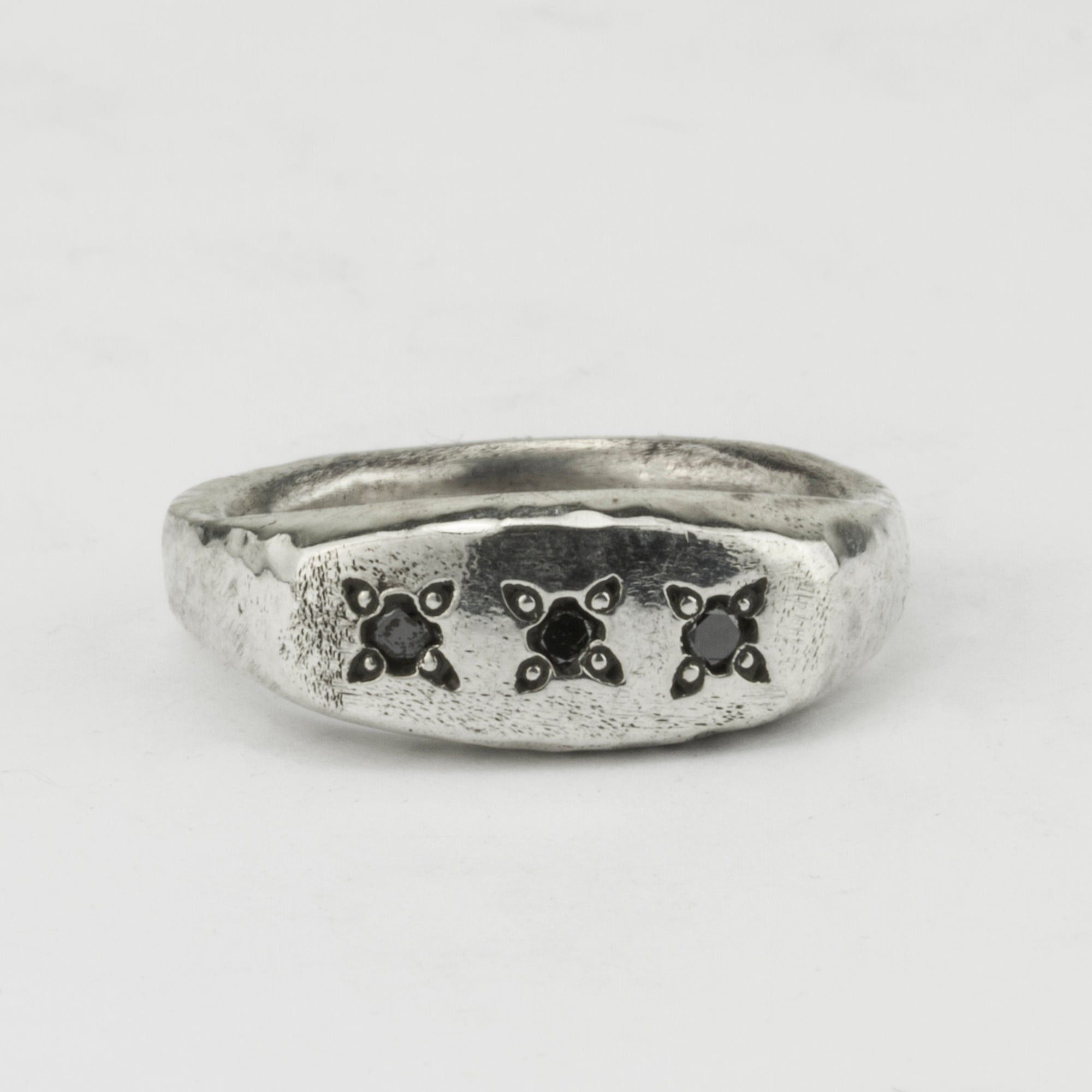 Henson Henson Black Diamond 925 Signet Ring Size ONE SIZE - 10 Thumbnail