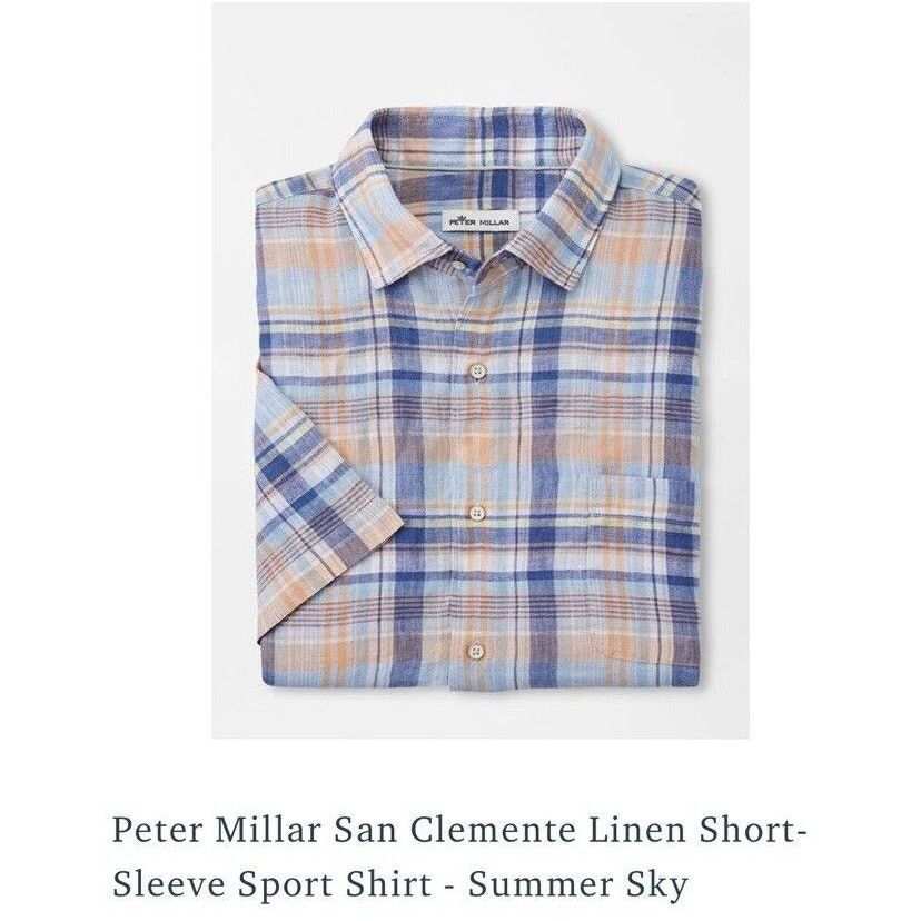 Peter Millar Peter Millar Shirt Short Sleeve Button Up Plaid Linen M Size US M / EU 48-50 / 2 - 1 Thumbnail