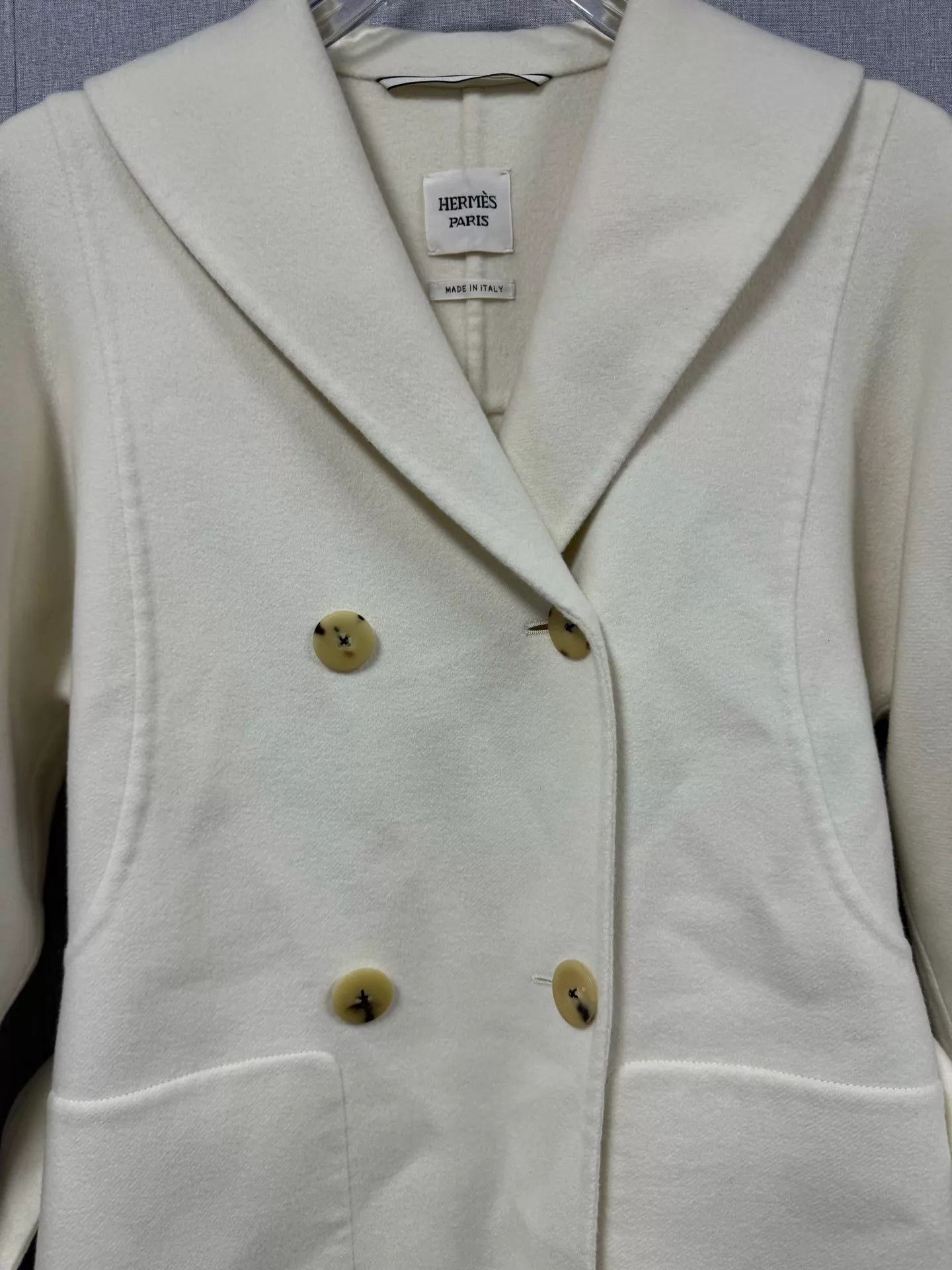 Hermes Hermès cashmere coat white 36 worn once like new Size XS / US 0-2 / IT 36-38 - 4 Thumbnail