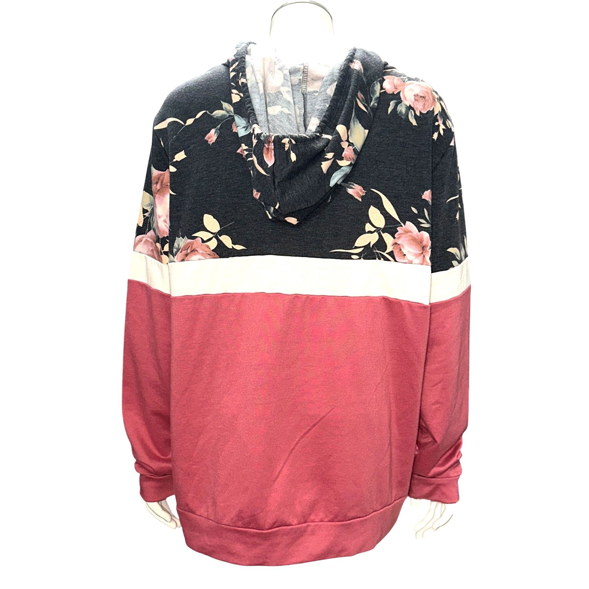 Other 7Th Ray XL Floral Colorblock Hoodie Rose Pink Black Pullover Size XL / US 12-14 / IT 48-50 - 5 Thumbnail