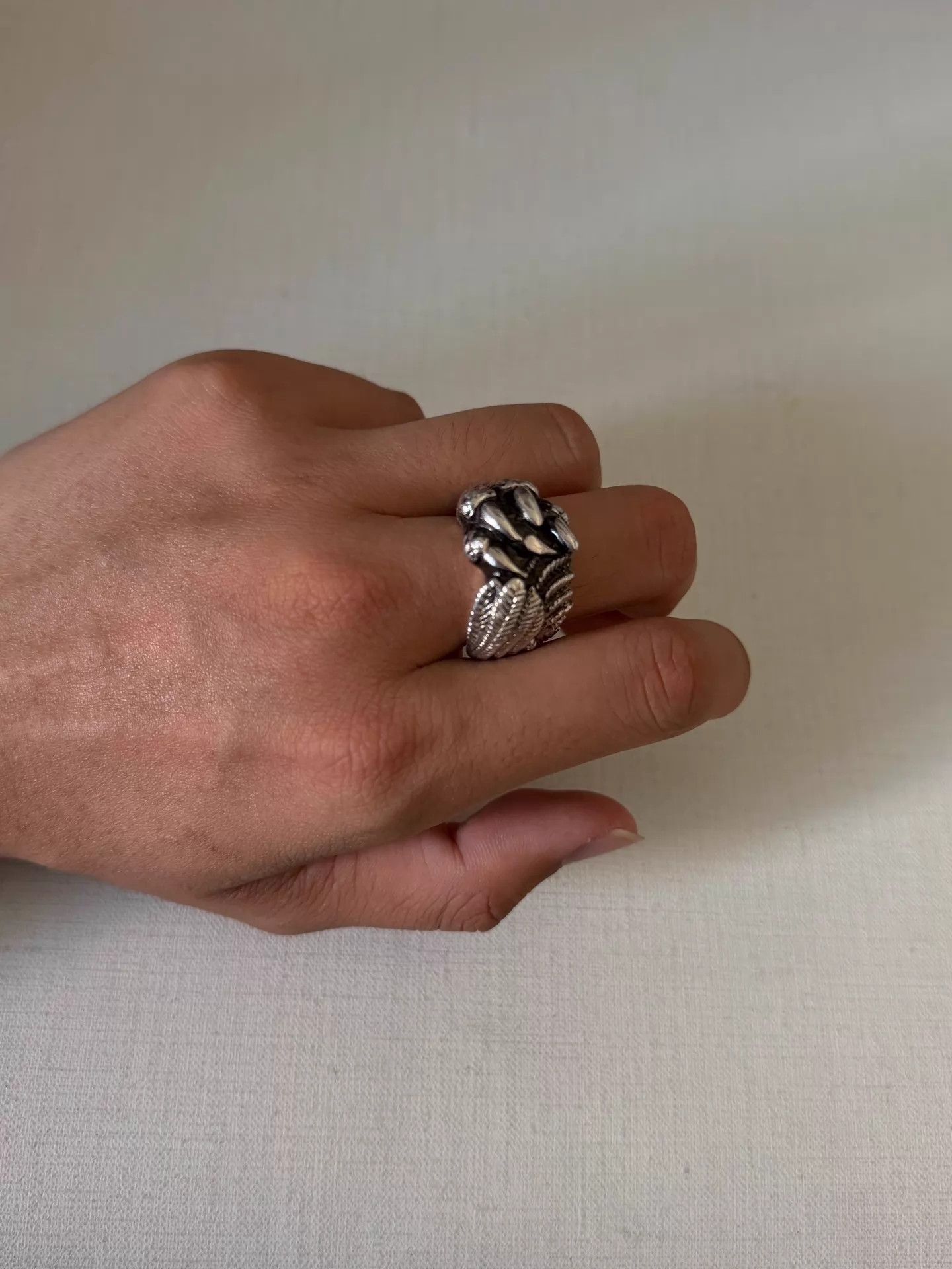 Yohji Yamamoto Yohji Yamamoto Gothic Black Feather Dragon Claw 950 Silver Ring Size ONE SIZE - 6 Thumbnail