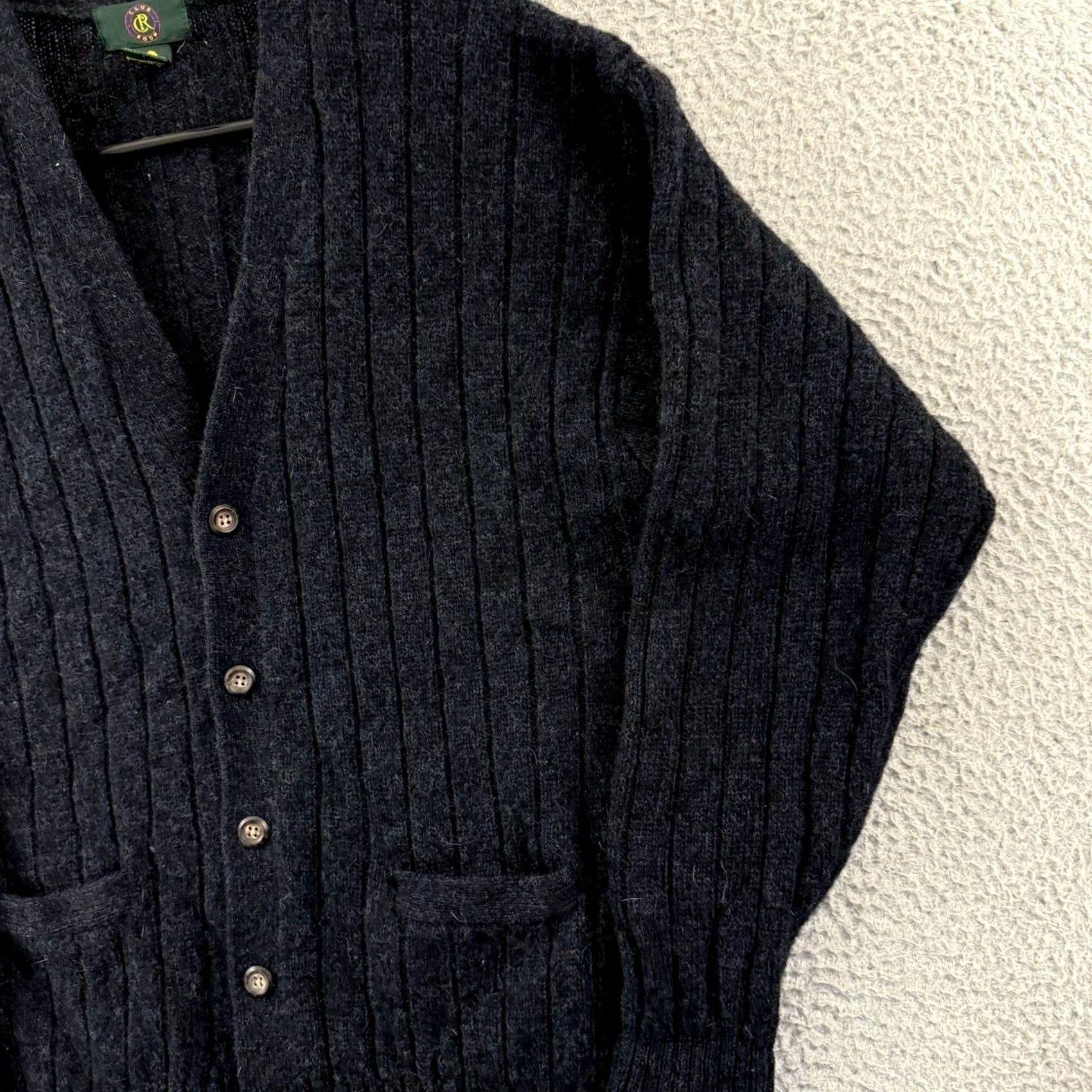 Club Room VINTAGE Club Room Sweater Cardigan Mens Medium Blue 90s Shetland Wool Fisherman Knit 100% Wool Size US M / EU 48-50 / 2 - 5 Thumbnail