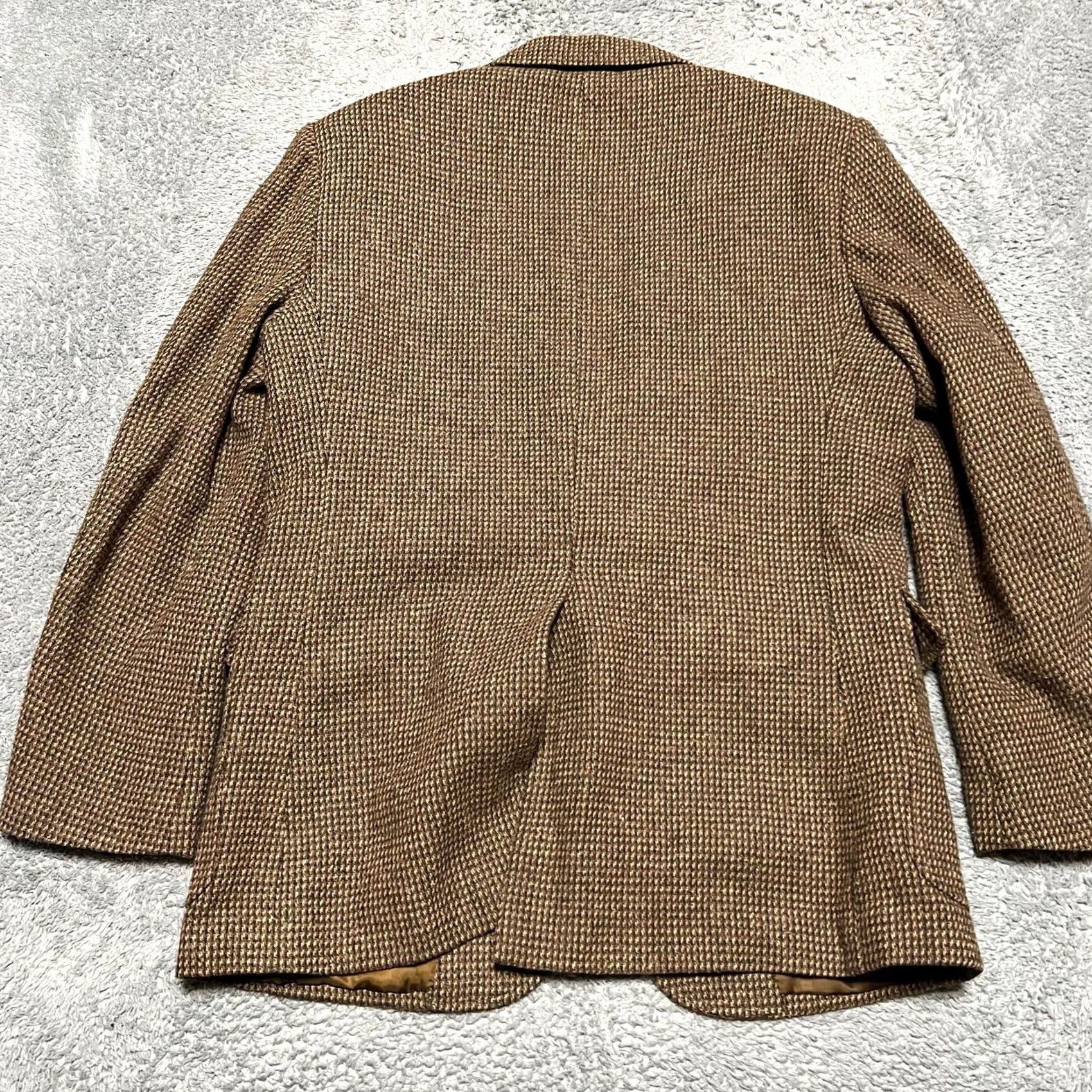 Jordache VINTAGE Jordache Blazer Coat 42R Men Wool Tweed Herringbone Sport Jacket Brown Mens Size 42R - 3 Thumbnail