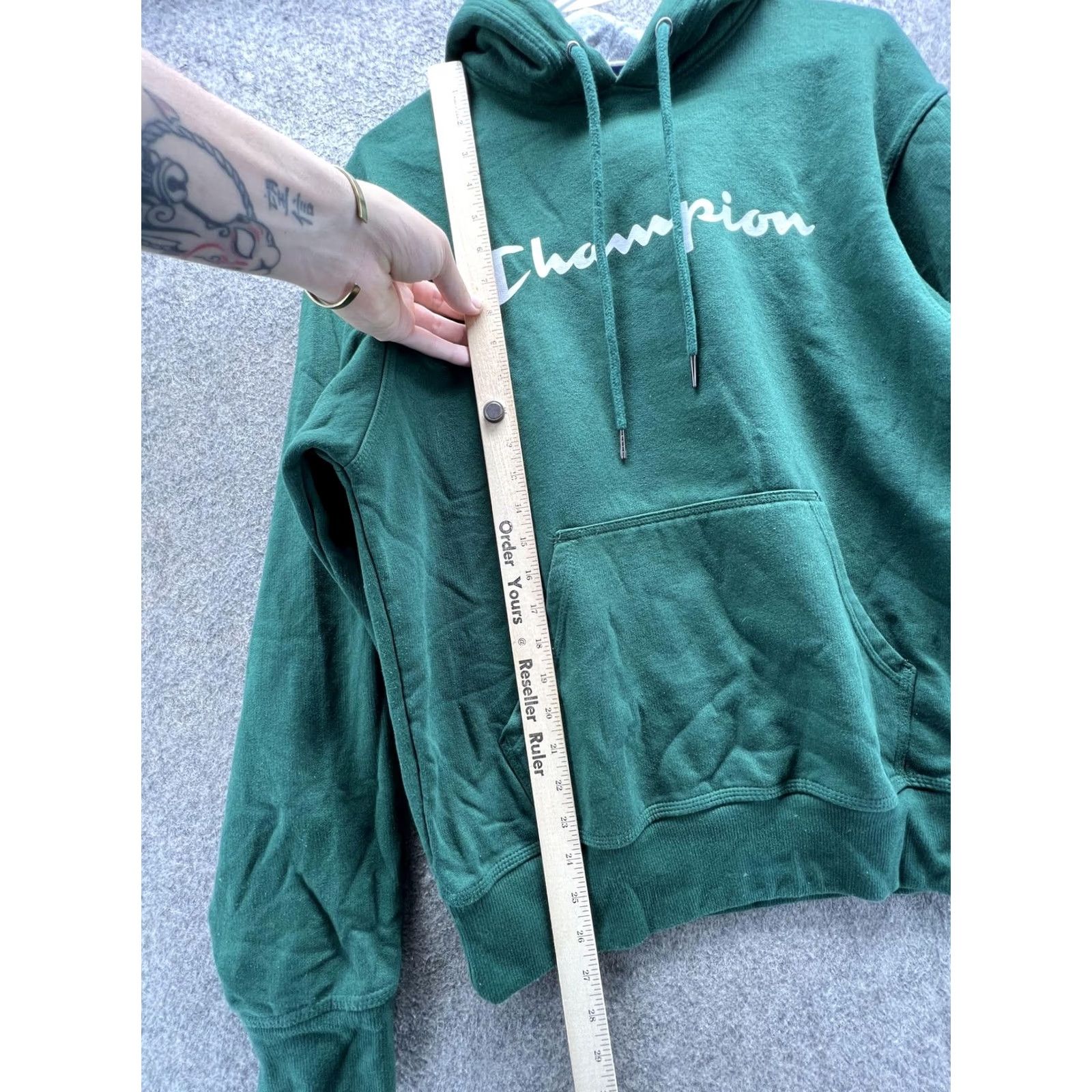 Champion Champion Hoodie Mens Small Green Front Graphic Logo Pullover Fleece Sweatshirt Size US S / EU 44-46 / 1 - 5 Thumbnail