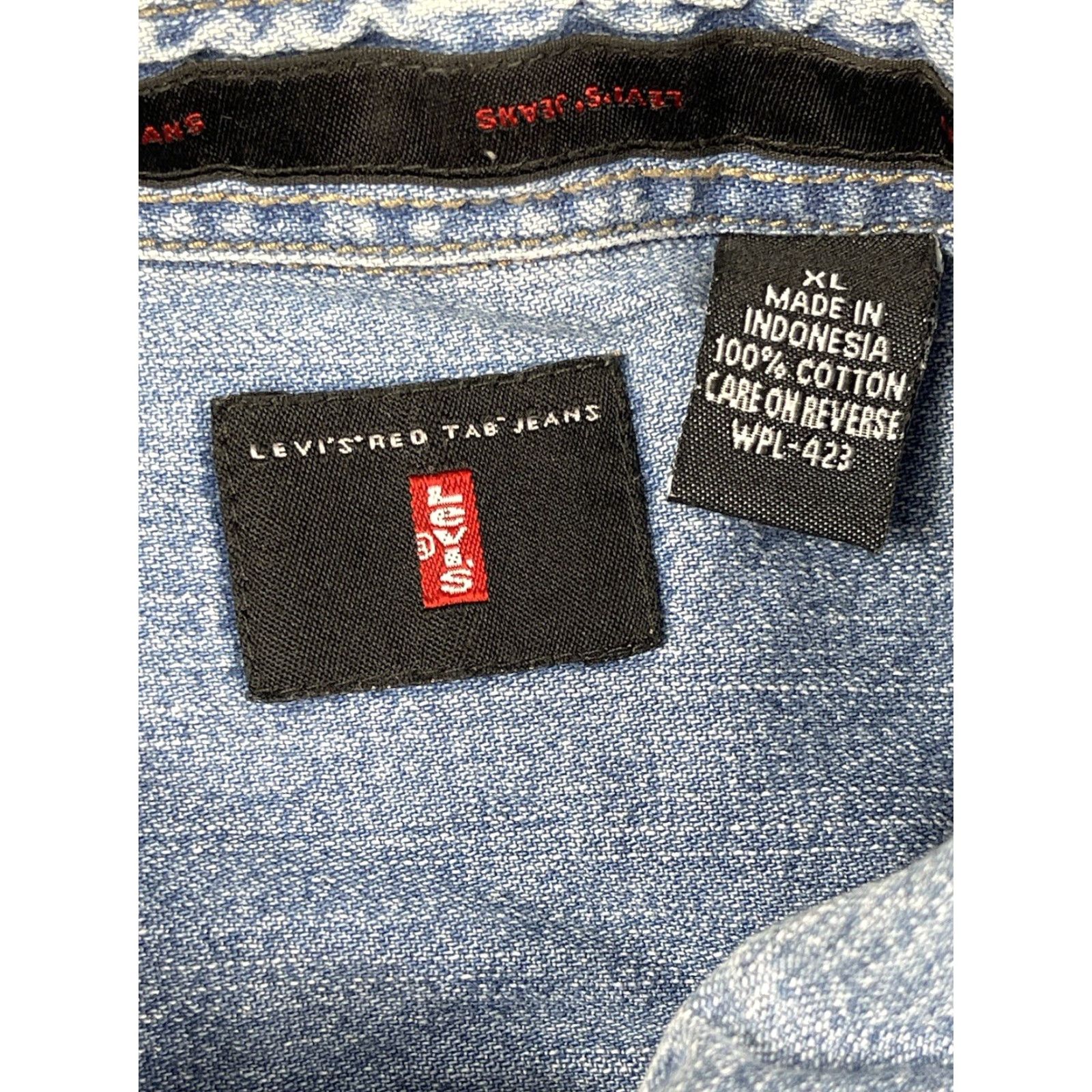 Levi's VINTAGE Levi's Red Tab Denim Shirt XL Blue Long Sleeve Button-Up Pockets 90s Mens Size US XL / EU 56 / 4 - 2 Thumbnail