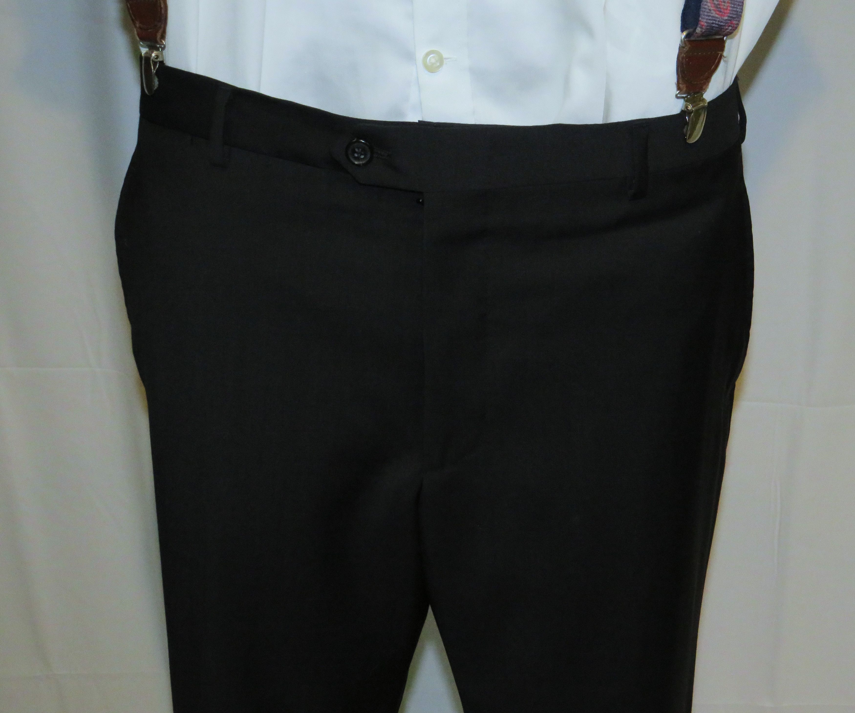 Valentino Solid Black Fleece Wool Two Button Suit 44 Size 44R - 13 Thumbnail