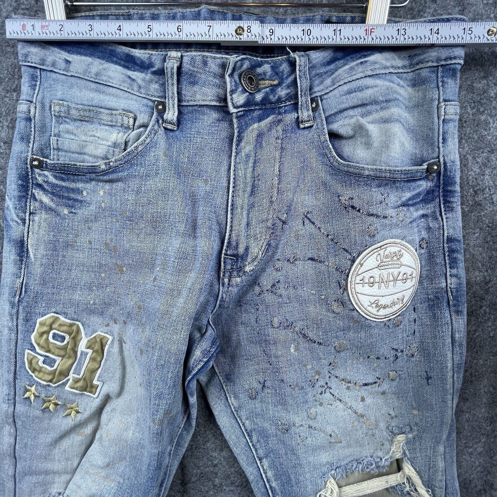 Smoke Rise Smoke Rise Jeans Mens 30 Skinny Paint Ripped Patches Varsity Size US 30 / EU 46 - 10 Thumbnail
