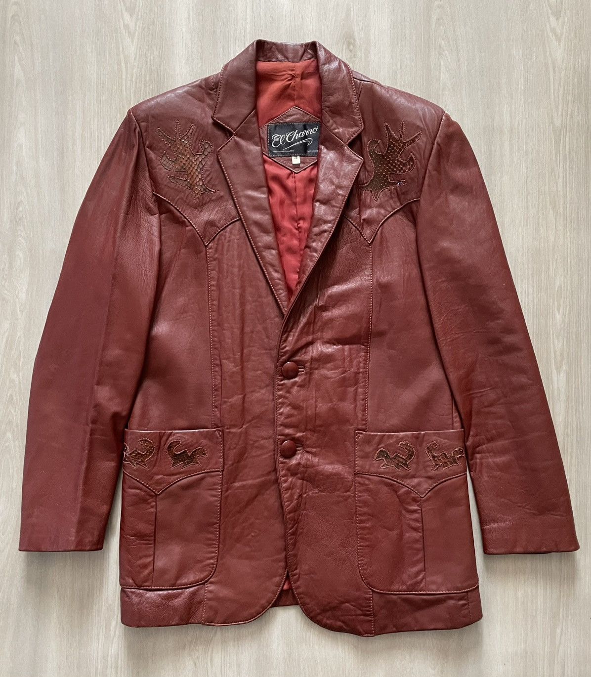 Vintage Vtg El Charro Western Leather Jacket Blazer Snakeskin Sz 38 Size US M / EU 48-50 / 2 - 1 Thumbnail