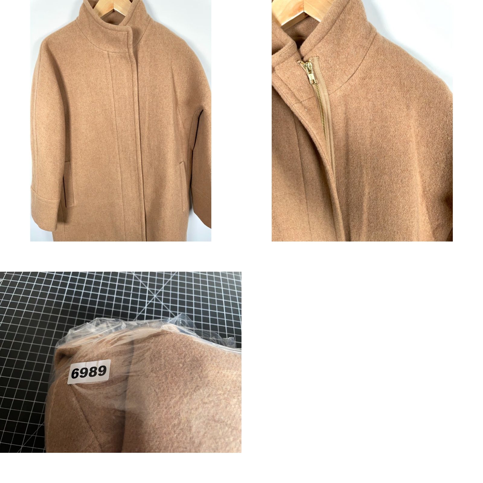 J.Crew VINTAGE J.Crew Factory Wool City Coat Women's 16 Beige Hidden Zip Mid Length AB945 Size XXL / US 16-18 / IT 52-54 - 10 Thumbnail