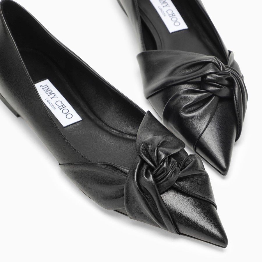 Jimmy Choo o1d2blof0824 Leather Flats in Black Size US 8 / IT 38 - 5 Thumbnail