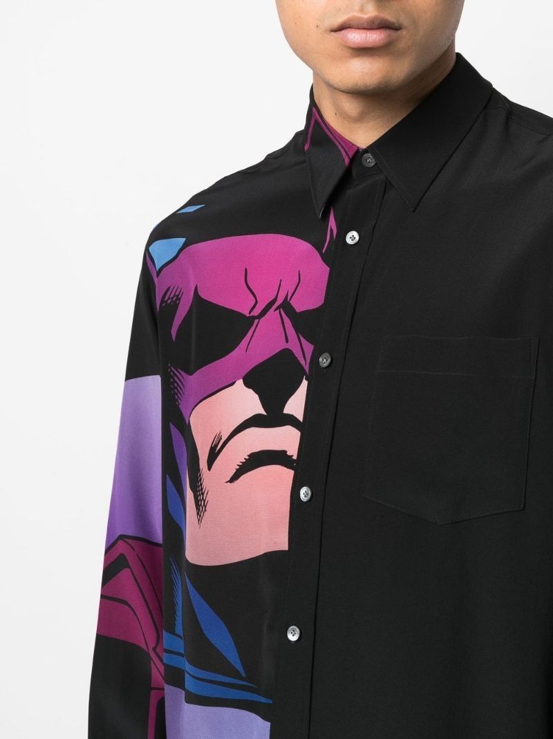 Lanvin o1tko10825 Comics Printed Docking Silk Shirt in Multicolor Size US XL / EU 56 / 4 - 5 Thumbnail