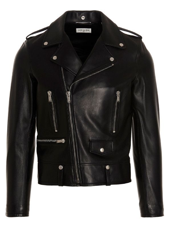 Saint Laurent Paris motorcycle jacket in plunged lambskin Size US L / EU 52-54 / 3 - 1 Thumbnail