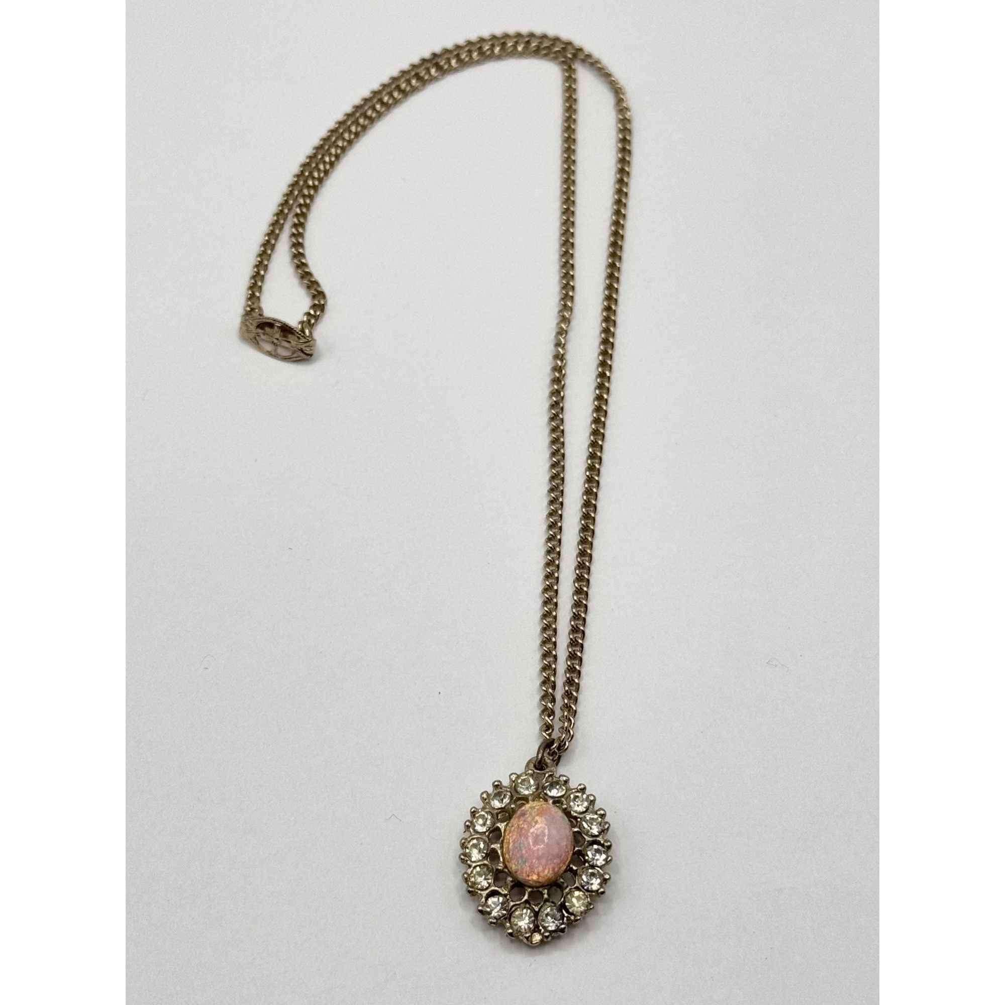 Vintage Vintage rhinestone glass opal moonstone charm pendant neckla Size ONE SIZE - 3 Thumbnail
