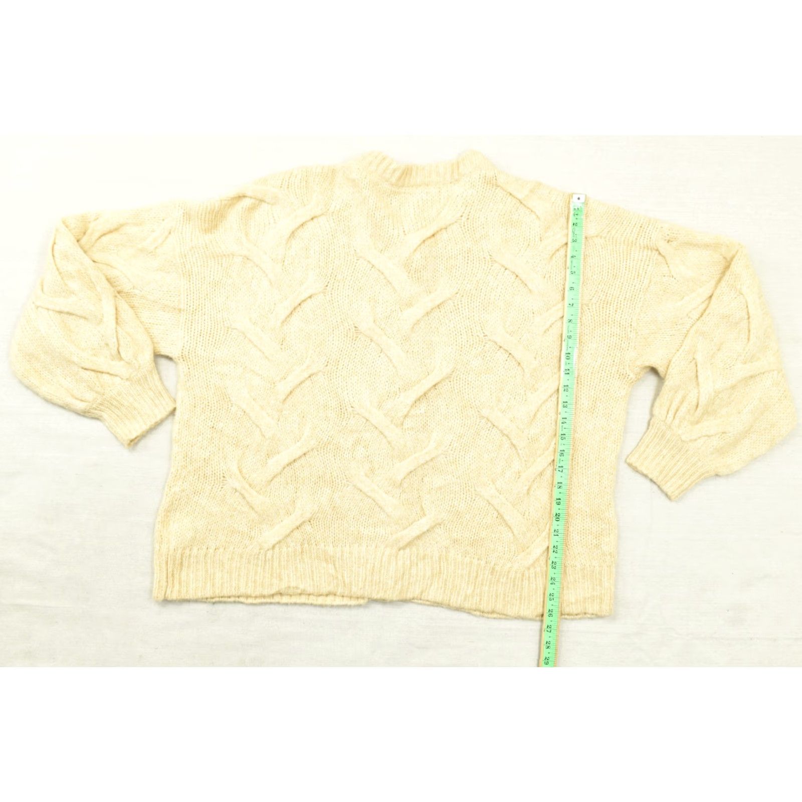 Madewell Madewell Cardigan Sweater Womens M Wool Blend Beige Crew Neck Cable Knit Button Up Size M / US 6-8 / IT 42-44 - 3 Thumbnail