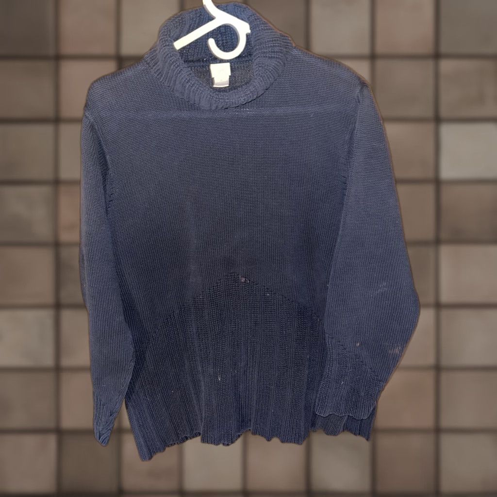 J. Jill VINTAGE J. Jill Women's Pullover Sweater Medium Cotton Blue Turtleneck All Seasons Casual Winter Fall Spring Summer Womens Size M / US 6-8 / IT 42-44 - 1 Thumbnail