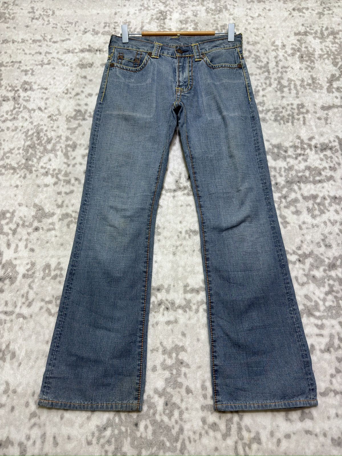 Evisu Evisu GENES Flare Jeans Red Stitches Logo Denim Y2K Archive Size 28" / US 6 / IT 42 - 2 Thumbnail
