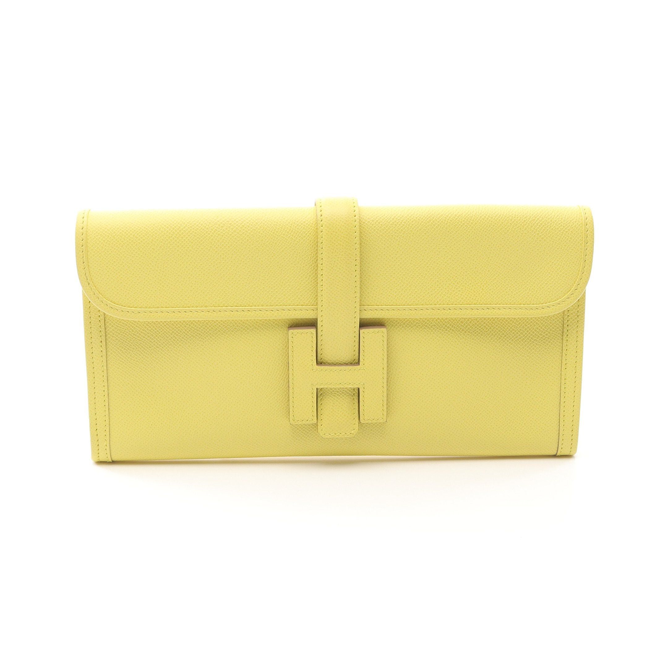 Hermes Hermes Jiggerlan 29 Lime Clutch Bag Veau Epsom Yellow Stamp Size ONE SIZE - 1 Thumbnail