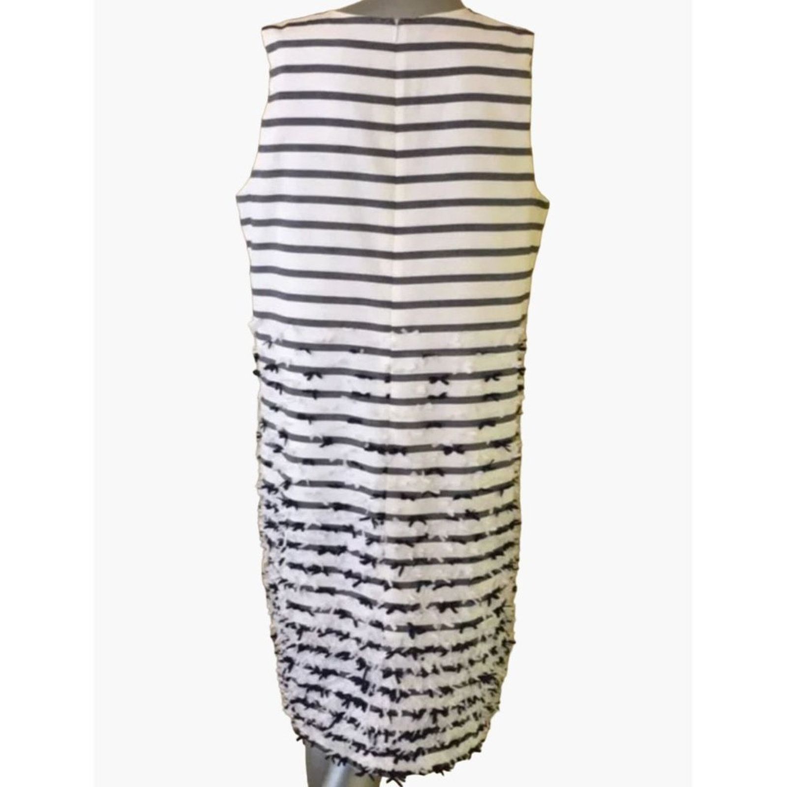 J.McLaughlin J. McLaughlin Jane Dress 10 White Navy Striped Bows Size L / US 10 / IT 46 - 14 Thumbnail