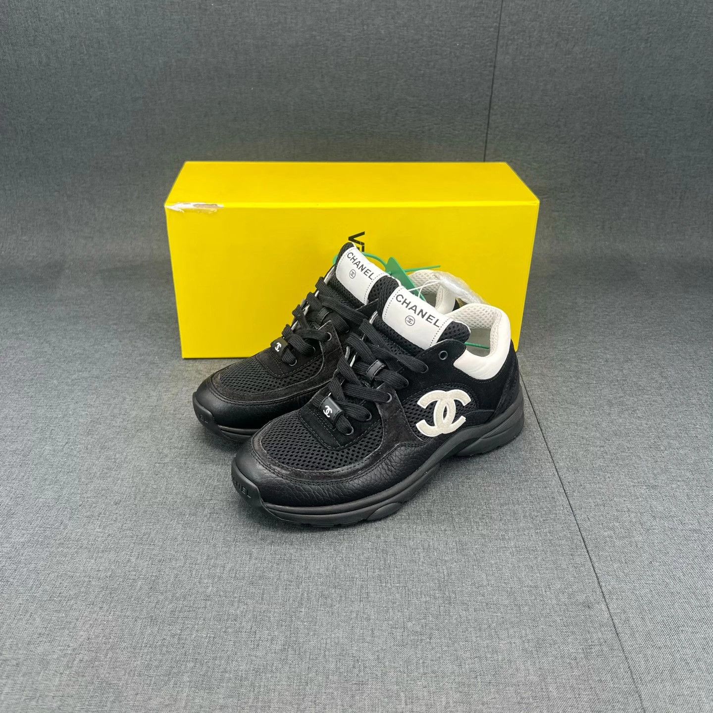 Chanel Chanel Double C Black and White Sneakers Size US 6 / IT 36 - 7 Thumbnail