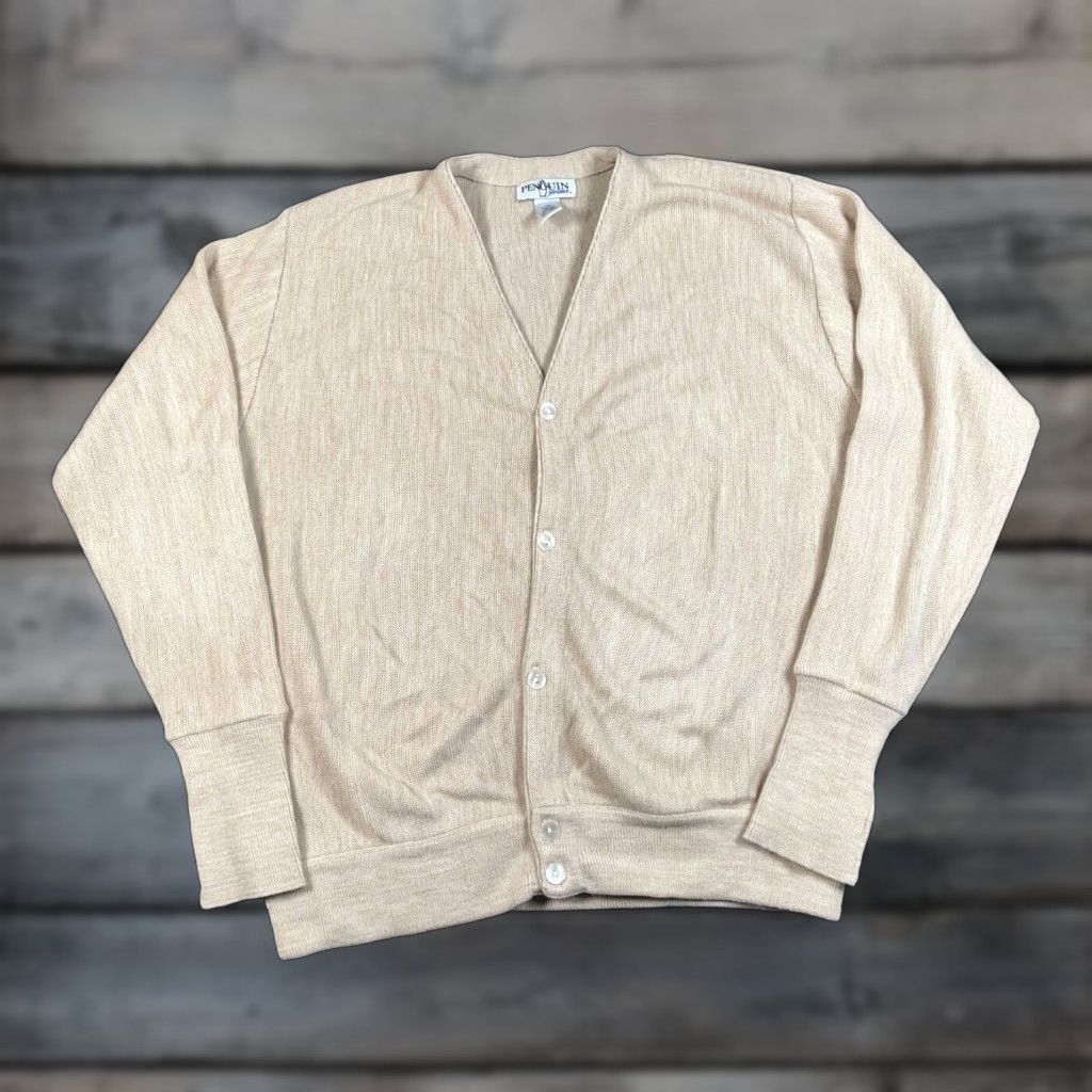 Vintage VINTAGE Penguin Cardigan Sweater Adult Large Beige Lightweight Knit 90s Preppy Mens Size US L / EU 52-54 / 3 - 1 Thumbnail