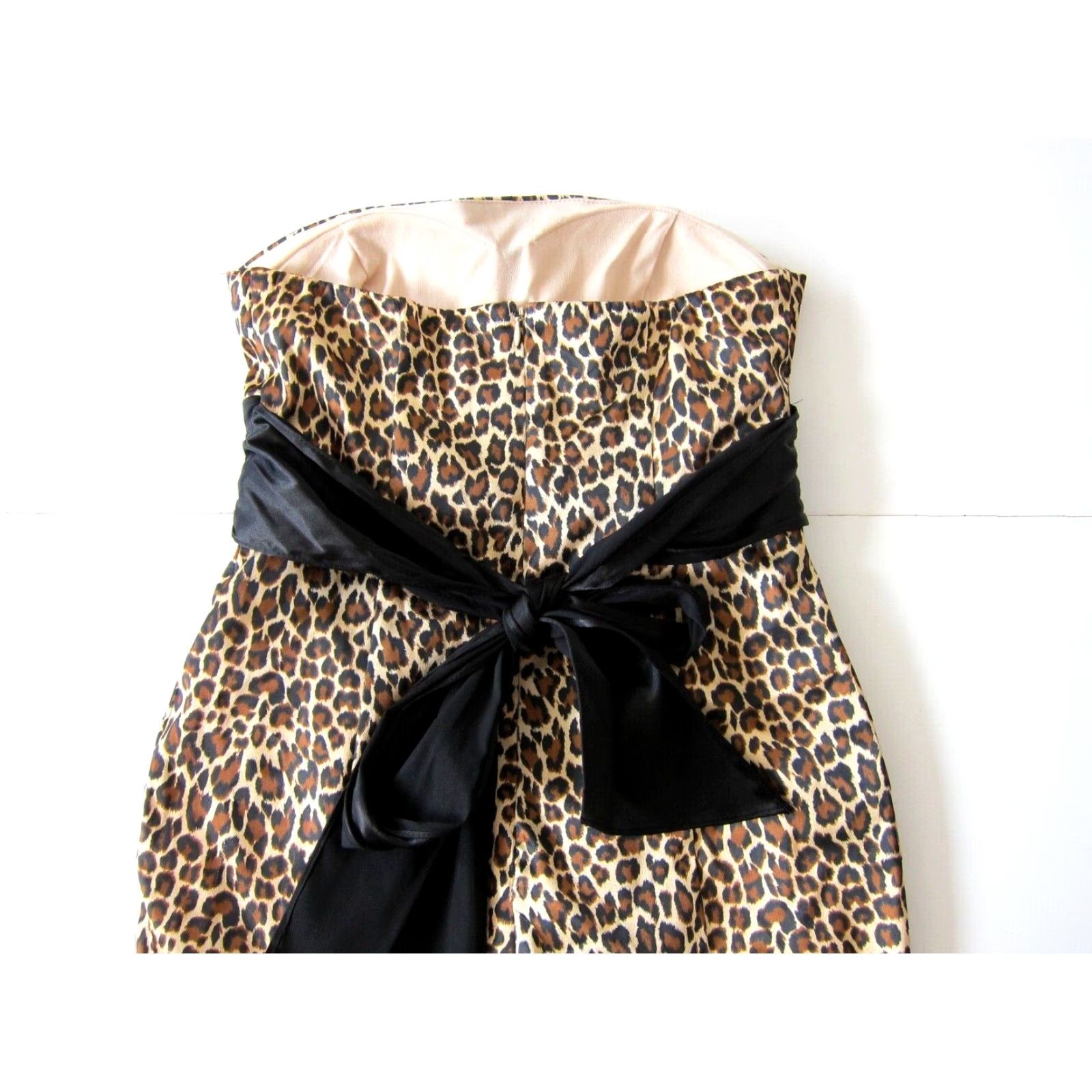 Vintage VINTAGE Jump Apparel Dress Shirt Brown Cheetah Strapless Ruched Pocket Prom Party 6 Women Size M / US 6-8 / IT 42-44 - 6 Thumbnail
