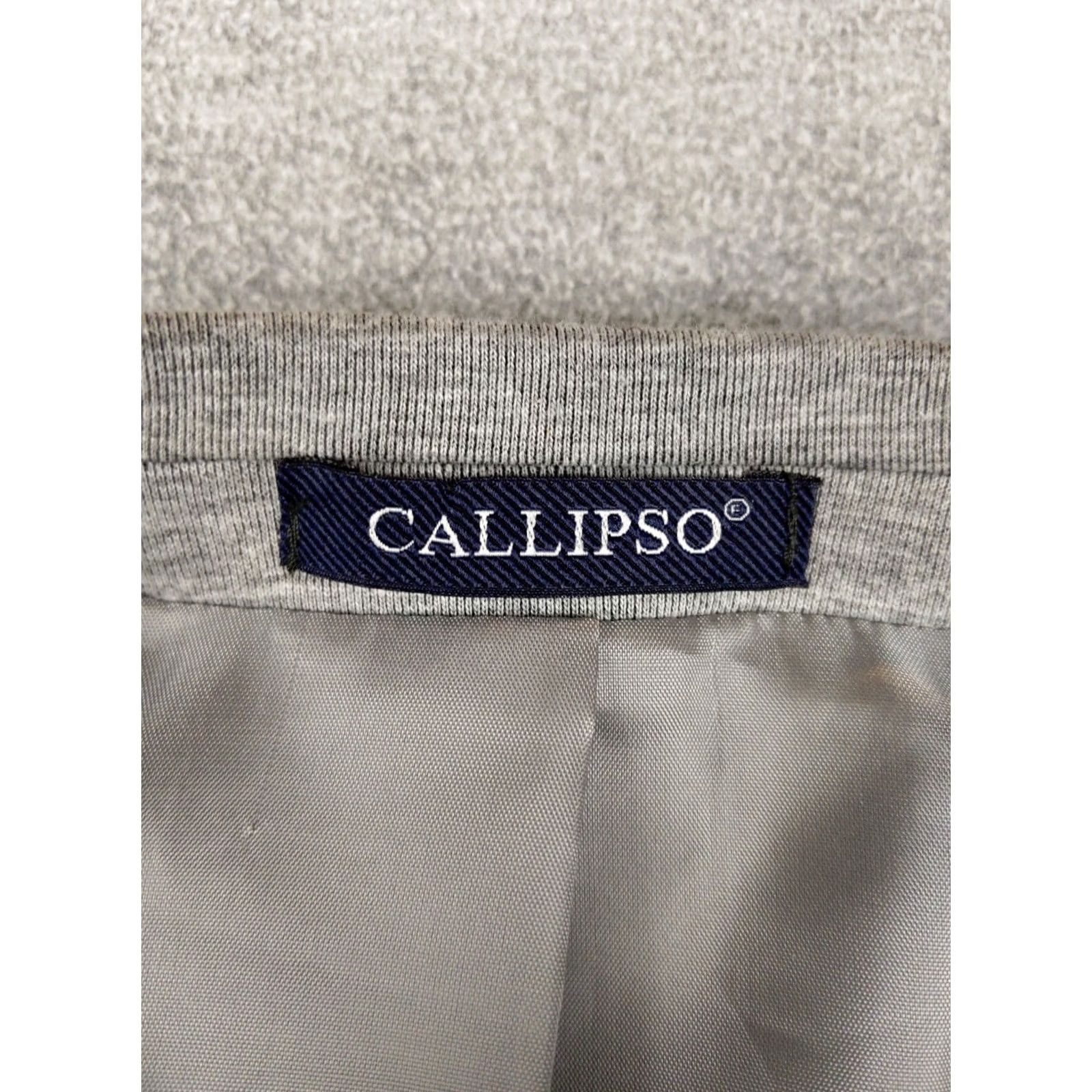 Vintage Callipso Mens Blazer Jacket Gray Heather Wool 36 3-Button Notch Lapel Single-Breasted 2 Button Casual Business Formal Fall Winter Tweed Italy Mens Size 36R - 7 Thumbnail