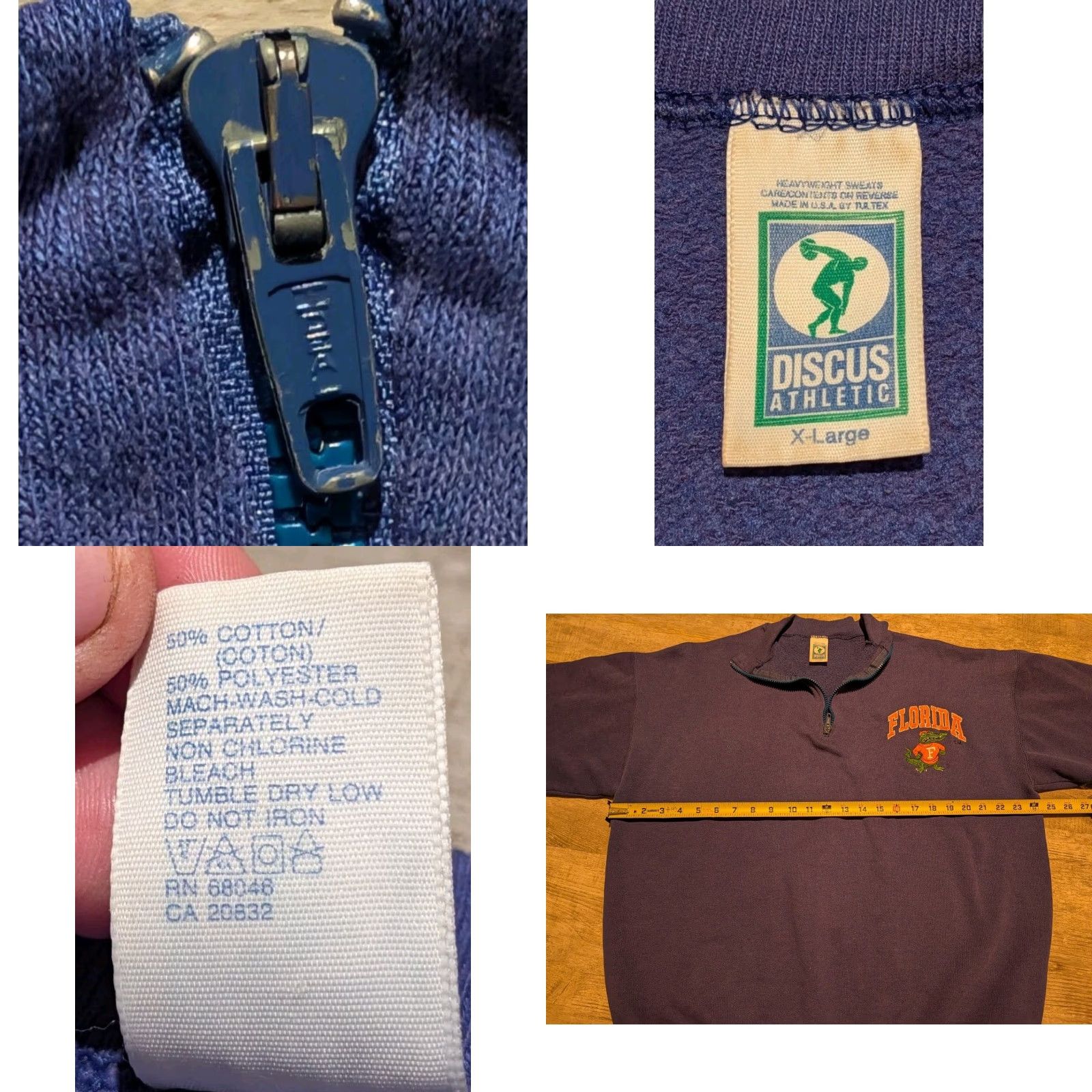 Vintage VINTAGE Discus Athletic Florida Gators Sweatshirt 1/4 Zip Men XL Blue Logo Embroidered Gator USA Made Size US XL / EU 56 / 4 - 8 Thumbnail