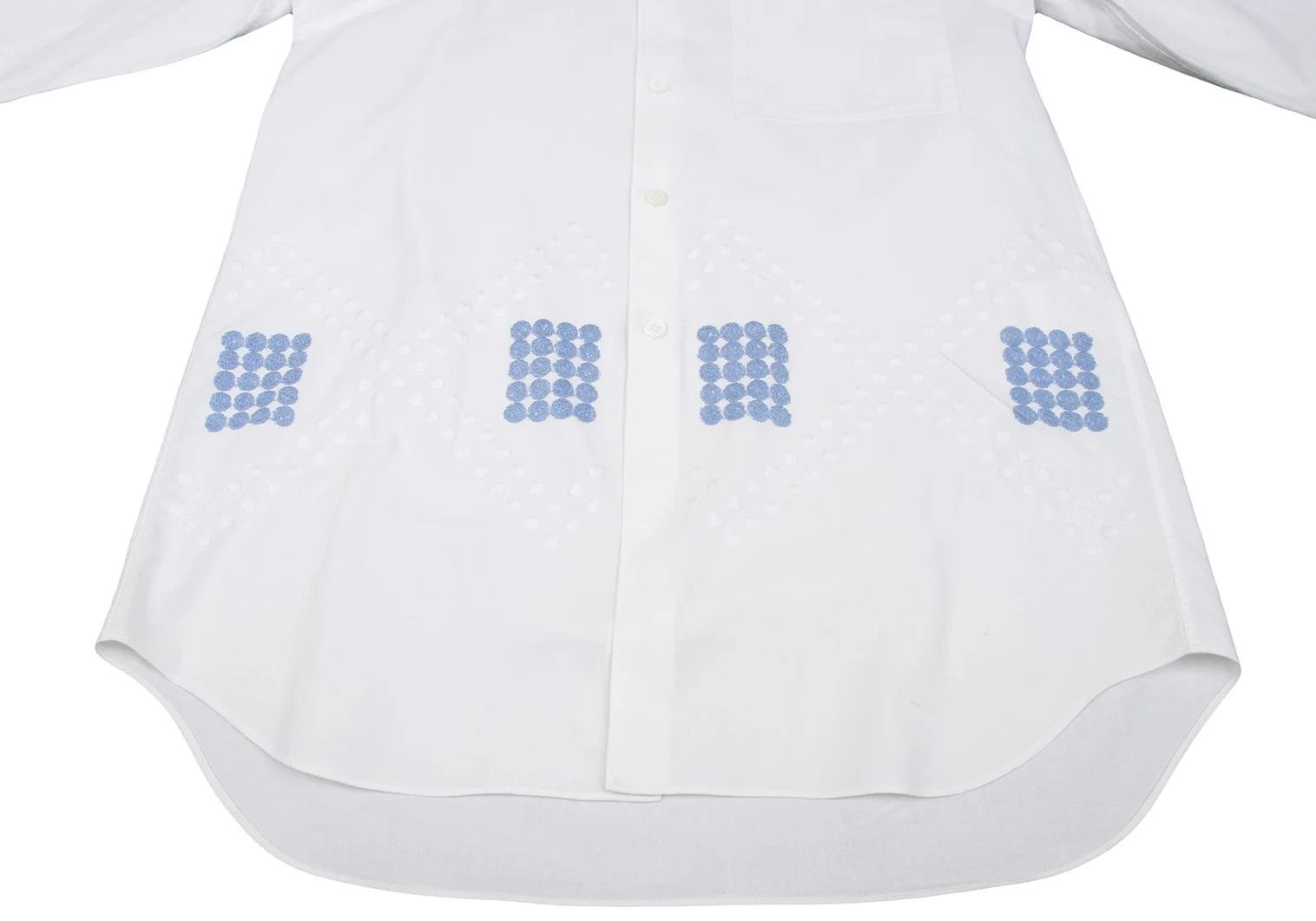 Comme des Garcons Homme Plus Dot Embroidered Long Sleeve No-Collar Shirt Off Blue M Size US M / EU 48-50 / 2 - 12 Thumbnail