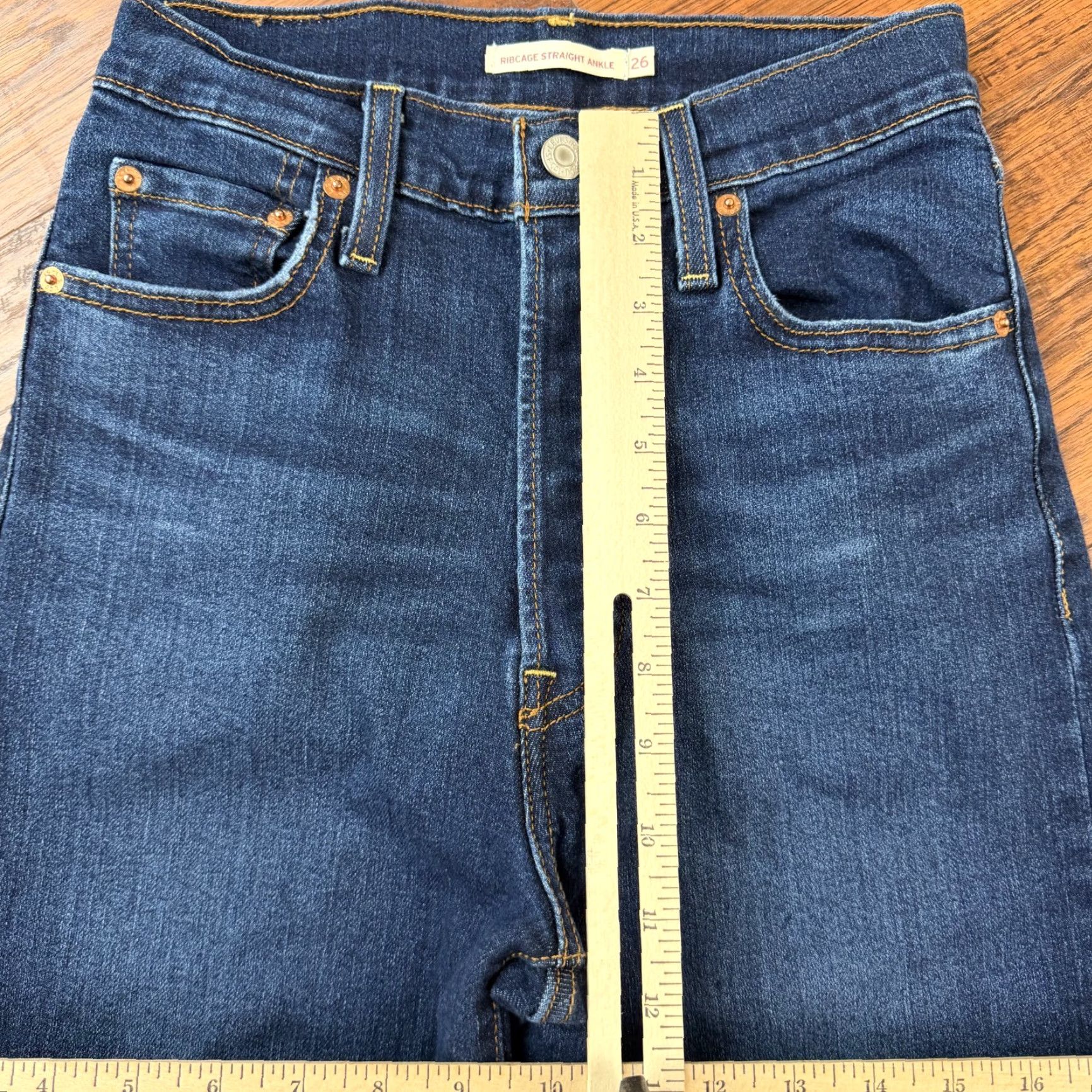 Levi's Levis Jeans Women 26 Ribcage Straight Ankle High Button Fly Stretch Denim 23x27 Size 26" / US 2 / IT 38 - 4 Thumbnail