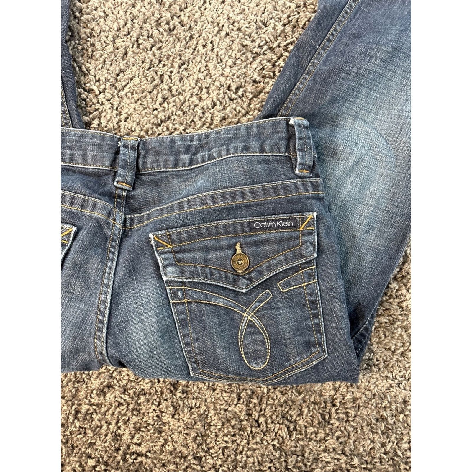 Calvin Klein VINTAGE Calvin Klein Jeans Boot Cut Women 34x30 Dark Wash Mid Rise Flap Y2K Womens Jeans 34 Inseam 30 Inseam Size 24" / US 00 / IT 34 - 7 Thumbnail