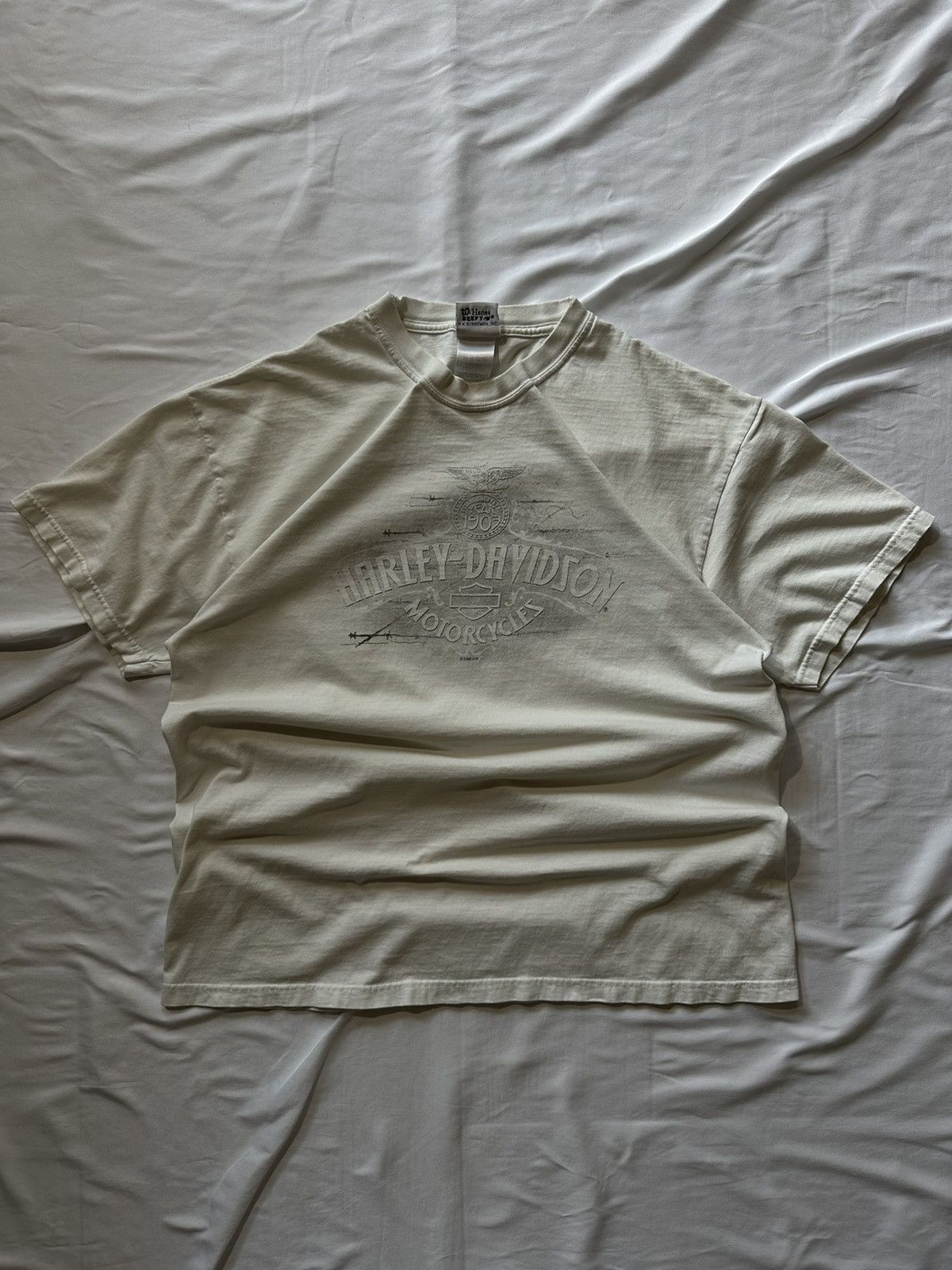 Harley Davidson Vintage Distressed White Harley Davidson Tee Size US XL / EU 56 / 4 - 2 Thumbnail