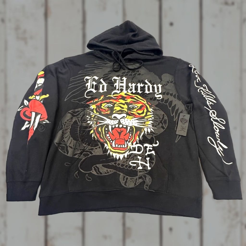 Ed Hardy Ed Hardy Y2K Snake Eagle AOP Double Sided Graphic Pullover Hoodie Men XL Multicolor Size US XL / EU 56 / 4 - 1 Thumbnail