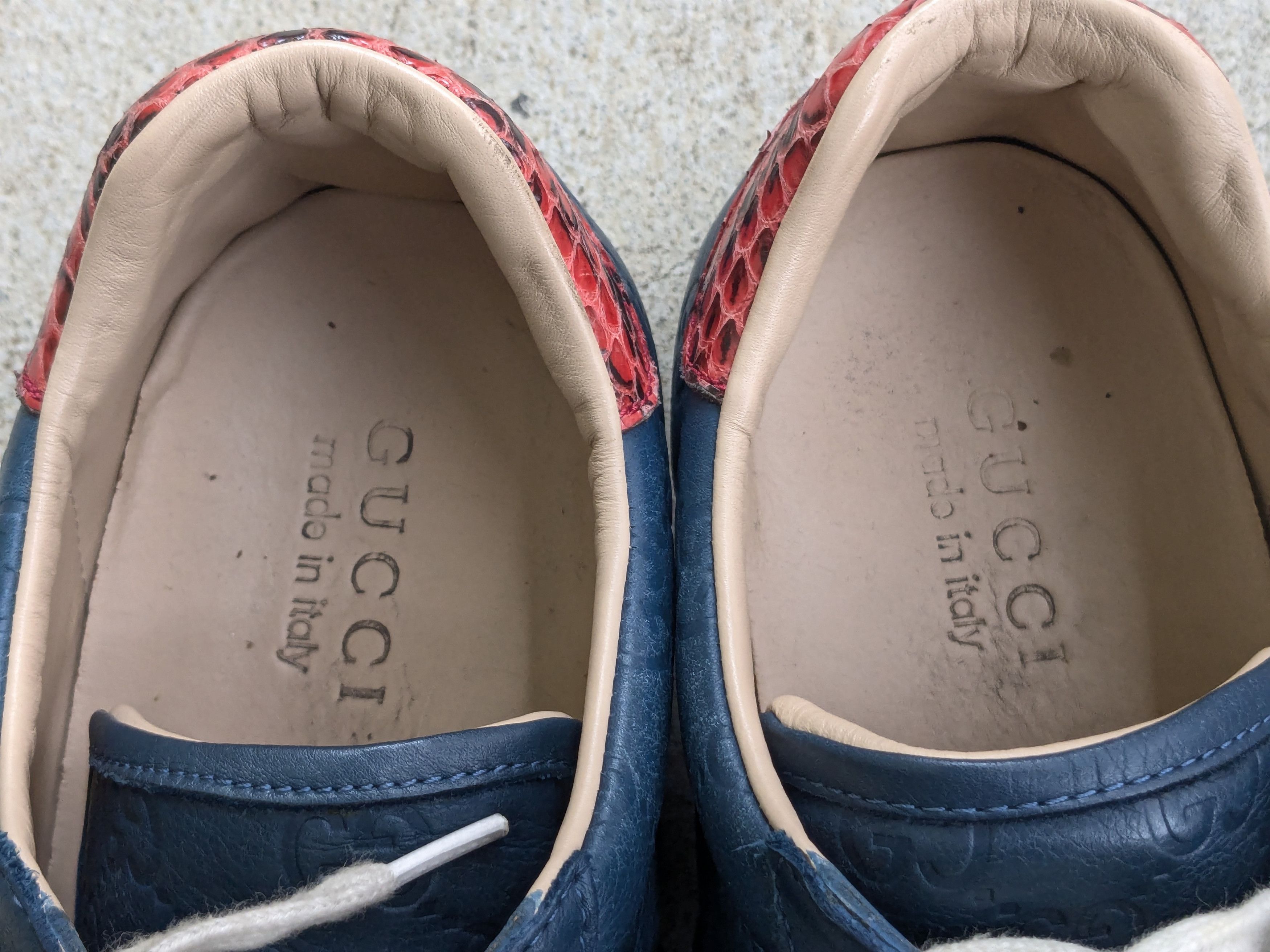 Gucci Gucci Sneakers Blue 9.5 Monogram Low Top Leather Logo Size US 9.5 / EU 42-43 - 4 Thumbnail