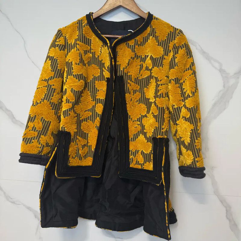 Lanvin Yellow Printed Long Trench Coat 0089
