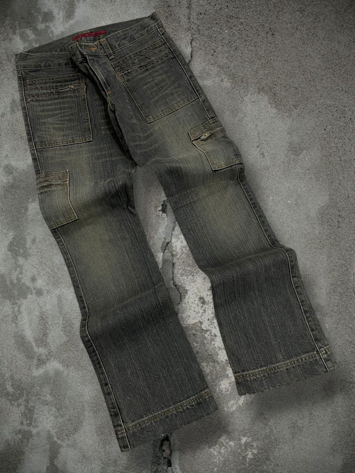 Japanese Brand Vintage 1990s Designer Japan Edge On All Green Mudwash Denim Size US 29 - 2 Thumbnail
