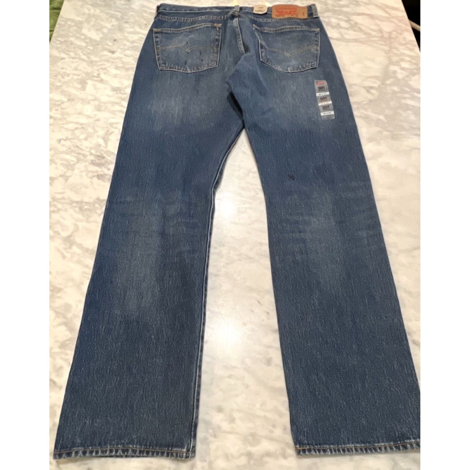 Levi's Levi’s 501 ‘93 Straight Jeans Men 36x34 Blue Button Fly Thrashed Faded NWT Size US 36 / EU 52 - 3 Thumbnail