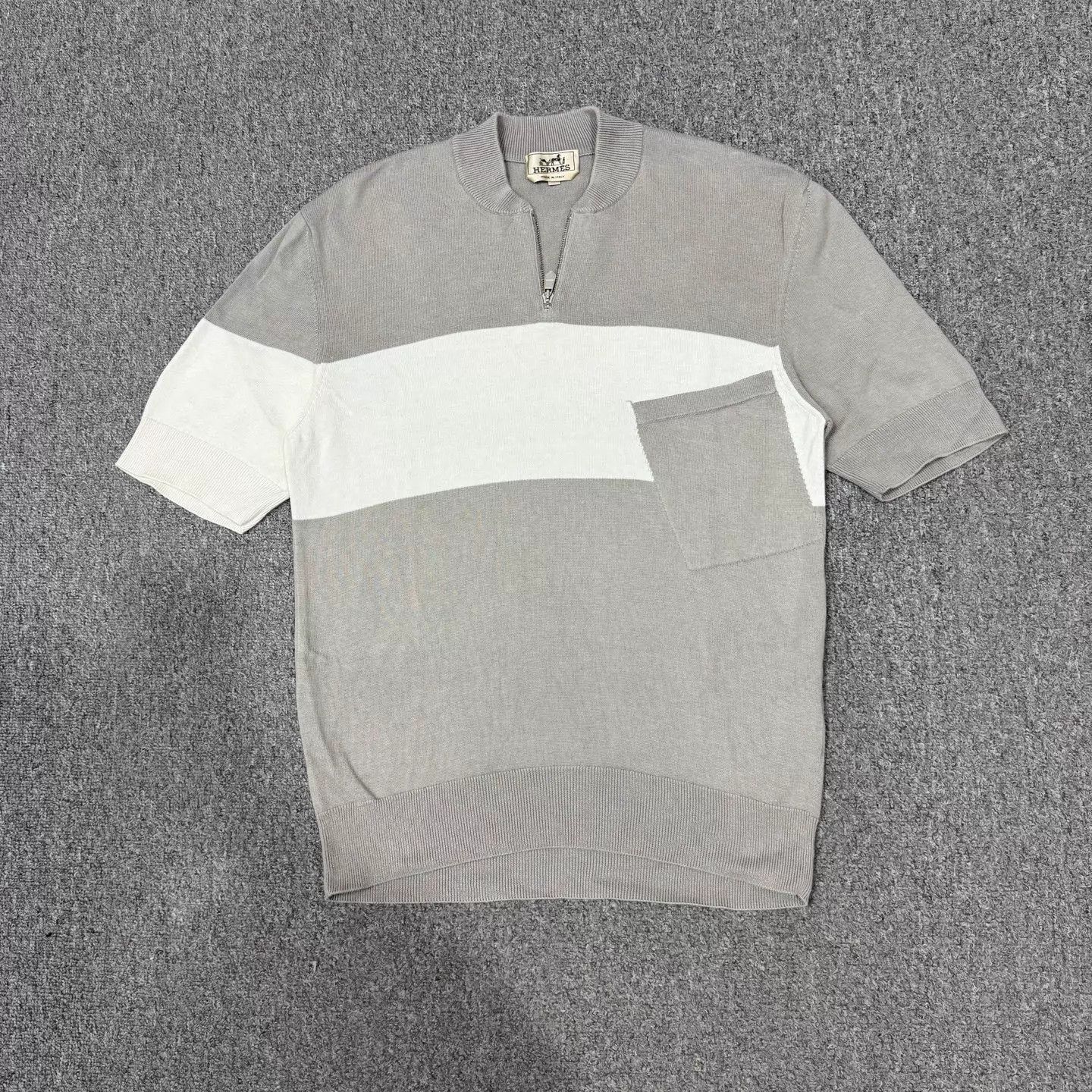 Hermes Hermes Gray White Colorblock Wool Knit SS M 99 New Size US M / EU 48-50 / 2 - 1 Thumbnail
