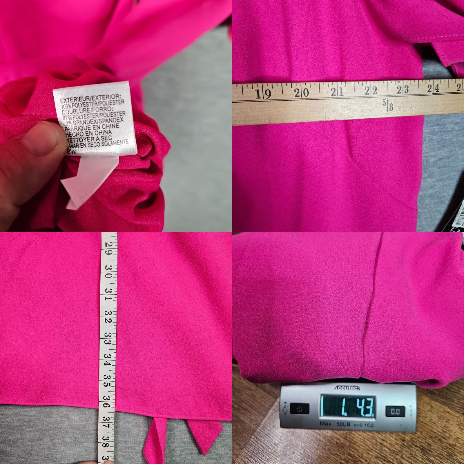 Vintage Tahari A-Line Sheath Dress Womens Plus 16W Pink NWT Size XXL / US 16-18 / IT 52-54 - 8 Thumbnail