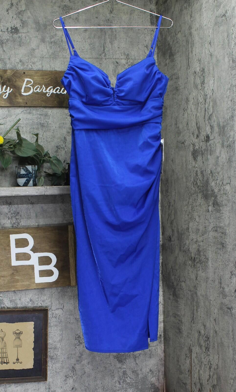 Other B. Darlin Slit Knit Bodycon Midi Dress Royal Slim Blue Xl Size XL / US 12-14 / IT 48-50 - 1 Thumbnail