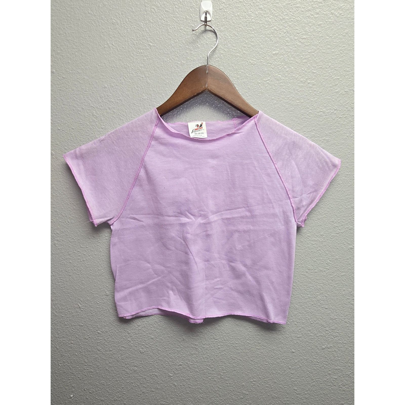 Vintage Vintage Purple Raglan Bantam Crop Top Womens XS 80s Baby Tee Size XS / US 0-2 / IT 36-38 - 1 Thumbnail
