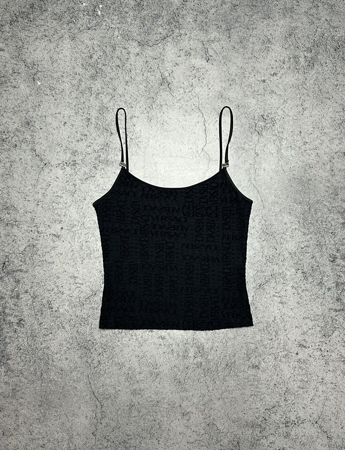 Versace Versace Monogram Logo Stretch Black Tank Top Shirt Size M / US 6-8 / IT 42-44 - 1 Thumbnail