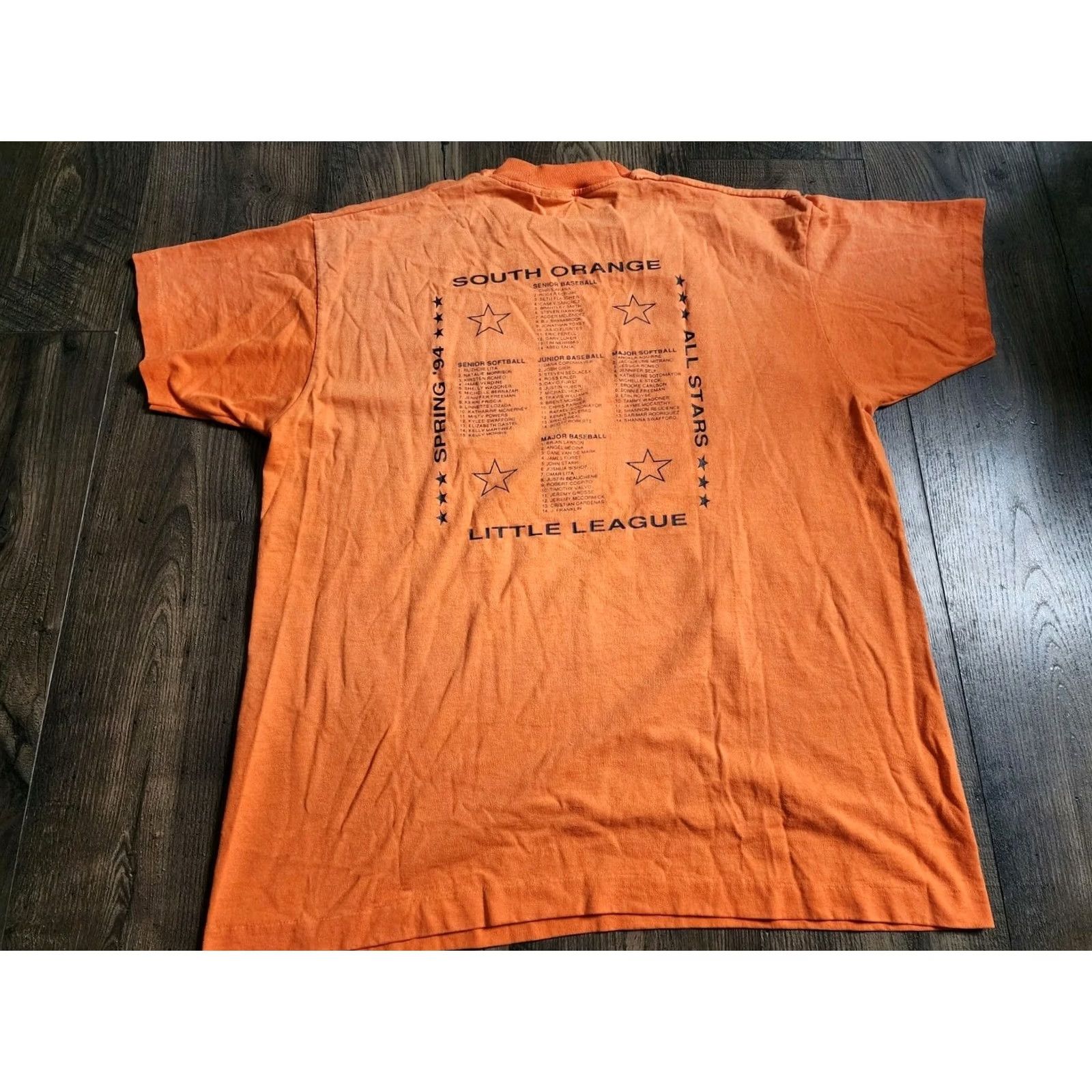 Fruit Of The Loom Vintage Fruit of the Loom Mens XL South Orange All Stars 1994 Baseball T Shirt Double Sided Organic Cotton Blend Orange Graphic Tee Mens Size US XL / EU 56 / 4 - 2 Thumbnail