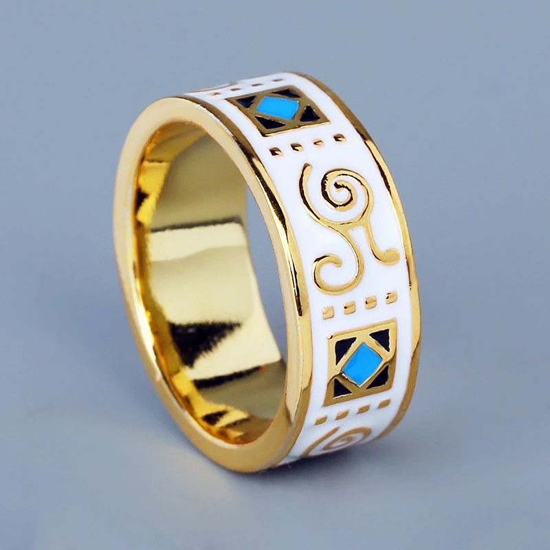 Jewelry Handmade White Hand Enamel Rings Size ONE SIZE - 1 Thumbnail